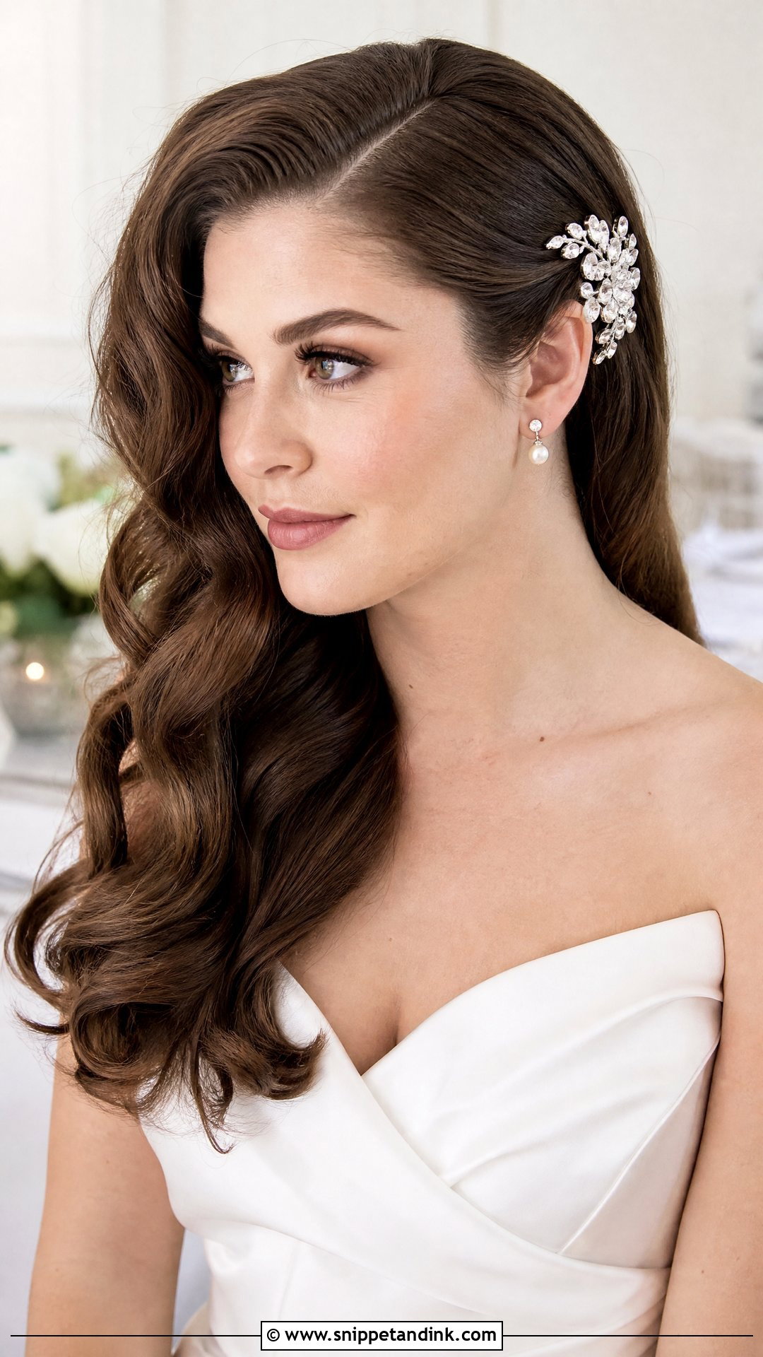 Side Part Bridal Waves For Long Face - Snippet and Ink - 15 Bridal Hairstyles for Long Face
