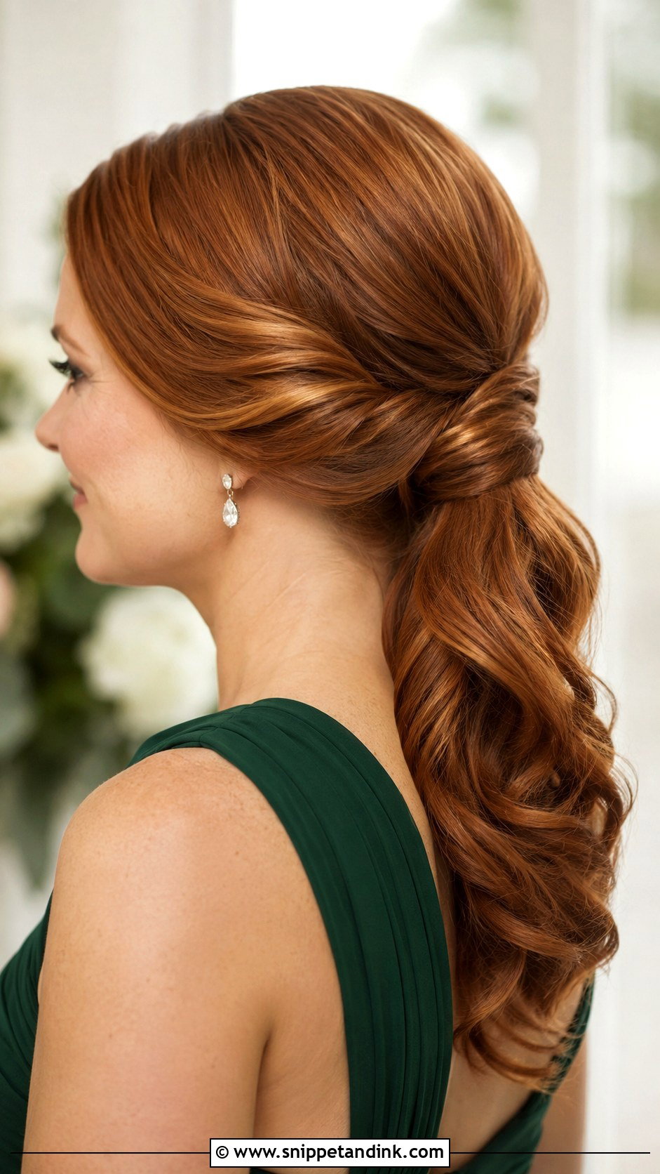 Side Part Bridesmaid Ponytail - Snippet and Ink - 30 Bridesmaid Ponytail Ideas