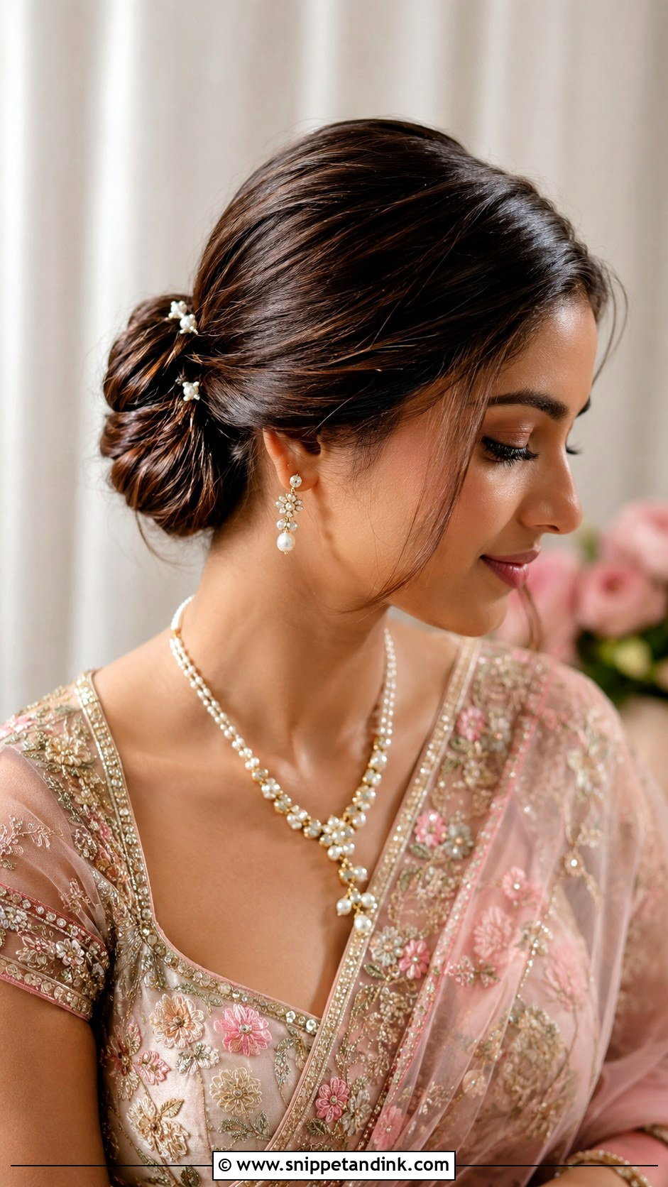 Side Part Bun For Indian Wedding - Snippet and Ink - 15 Indian Wedding Hairstyles for Mom