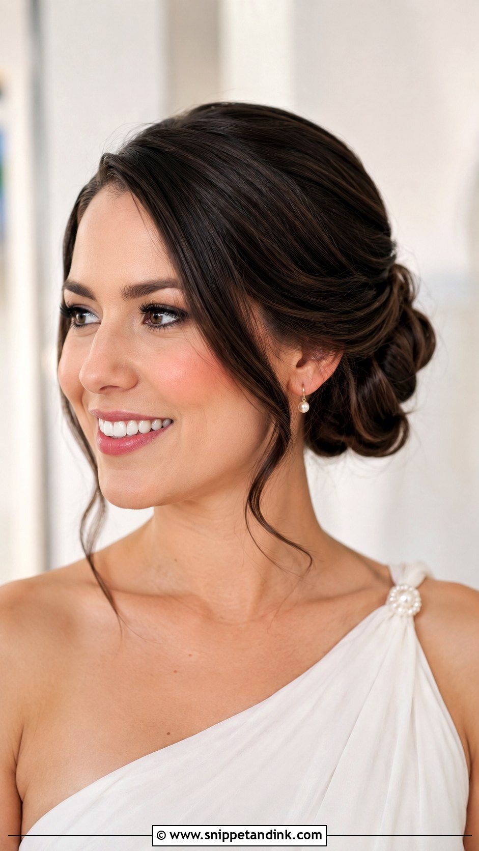 Side Part Chignon Bridal Updo - Snippet and Ink - 25 Side Part Wedding Hair Ideas