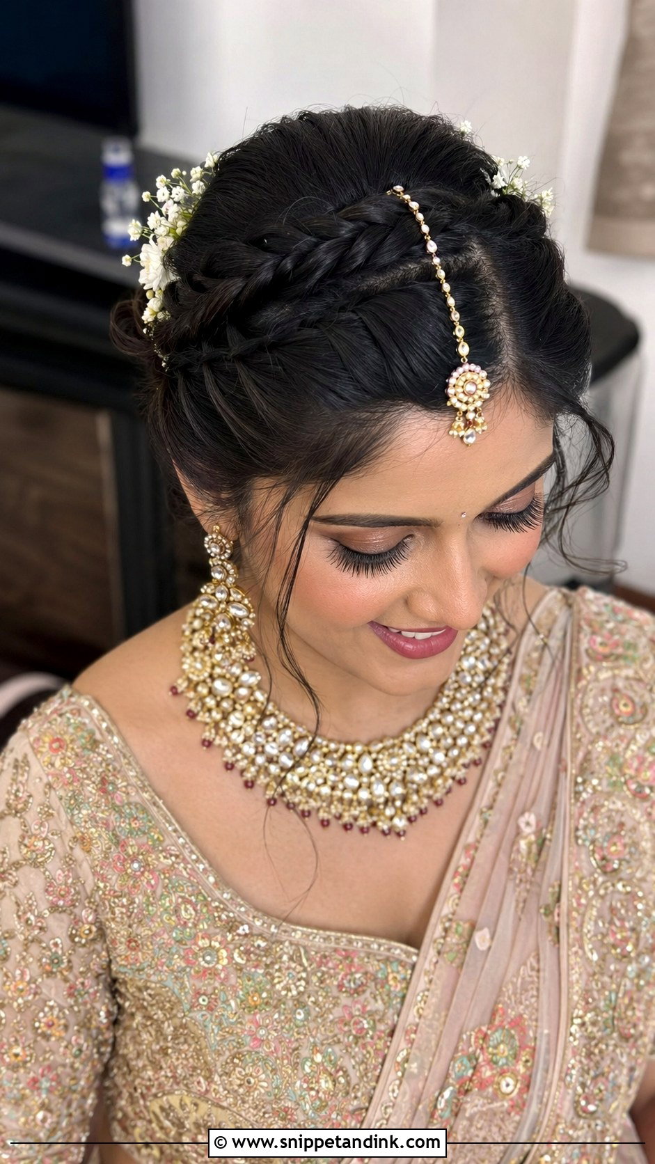 Side Part Crown Braid - Snippet and Ink - 20 Side Partition Hairstyles Indian Wedding