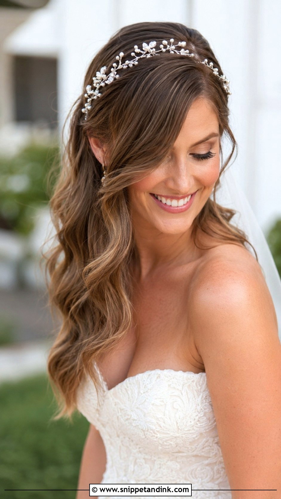 Side Part Curtain Bangs Wedding Hair - Snippet and Ink - 25 Side Part Wedding Hair Ideas