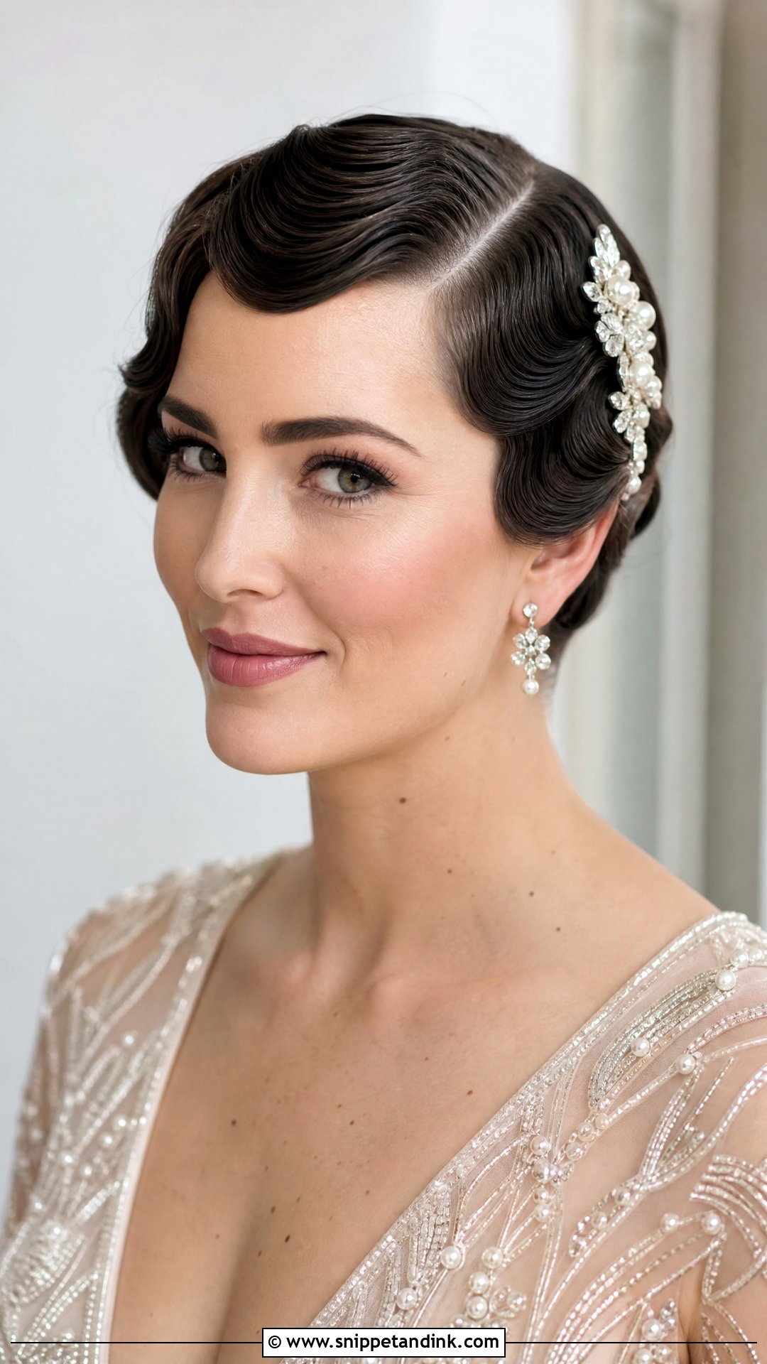 Side Part Finger Wave Pixie - Snippet and Ink - 20 Wedding Hair Short Length Ideas
