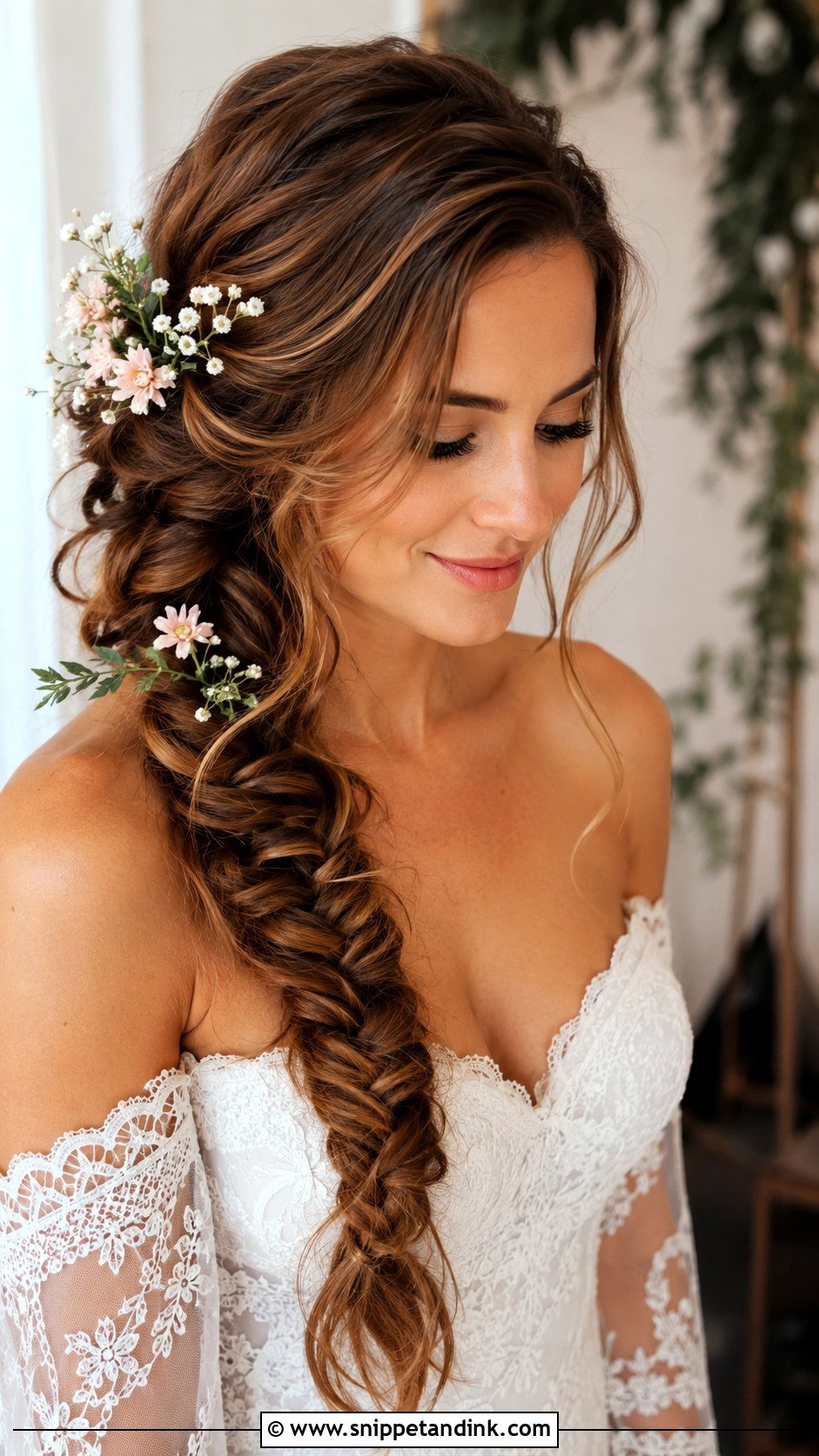 Side Part Fishtail Braid - Snippet and Ink - 20 Side Part Wedding Hairstyles