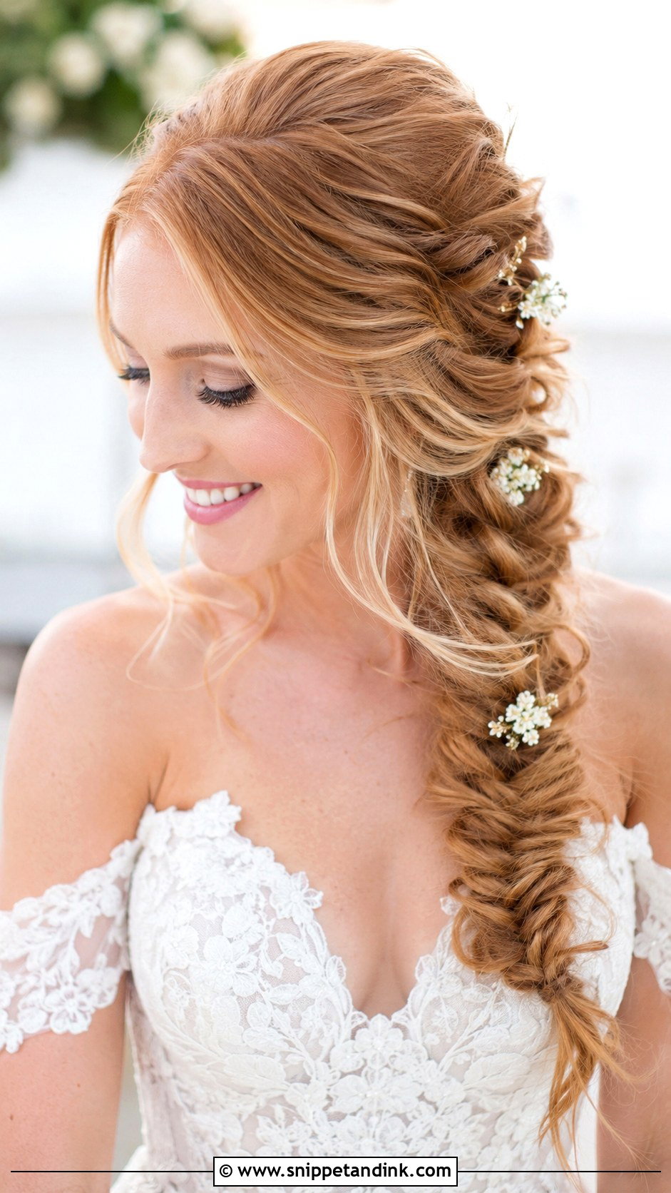 Side Part Fishtail Braid - Snippet and Ink - 15 Side Part Bridal Hairstyles