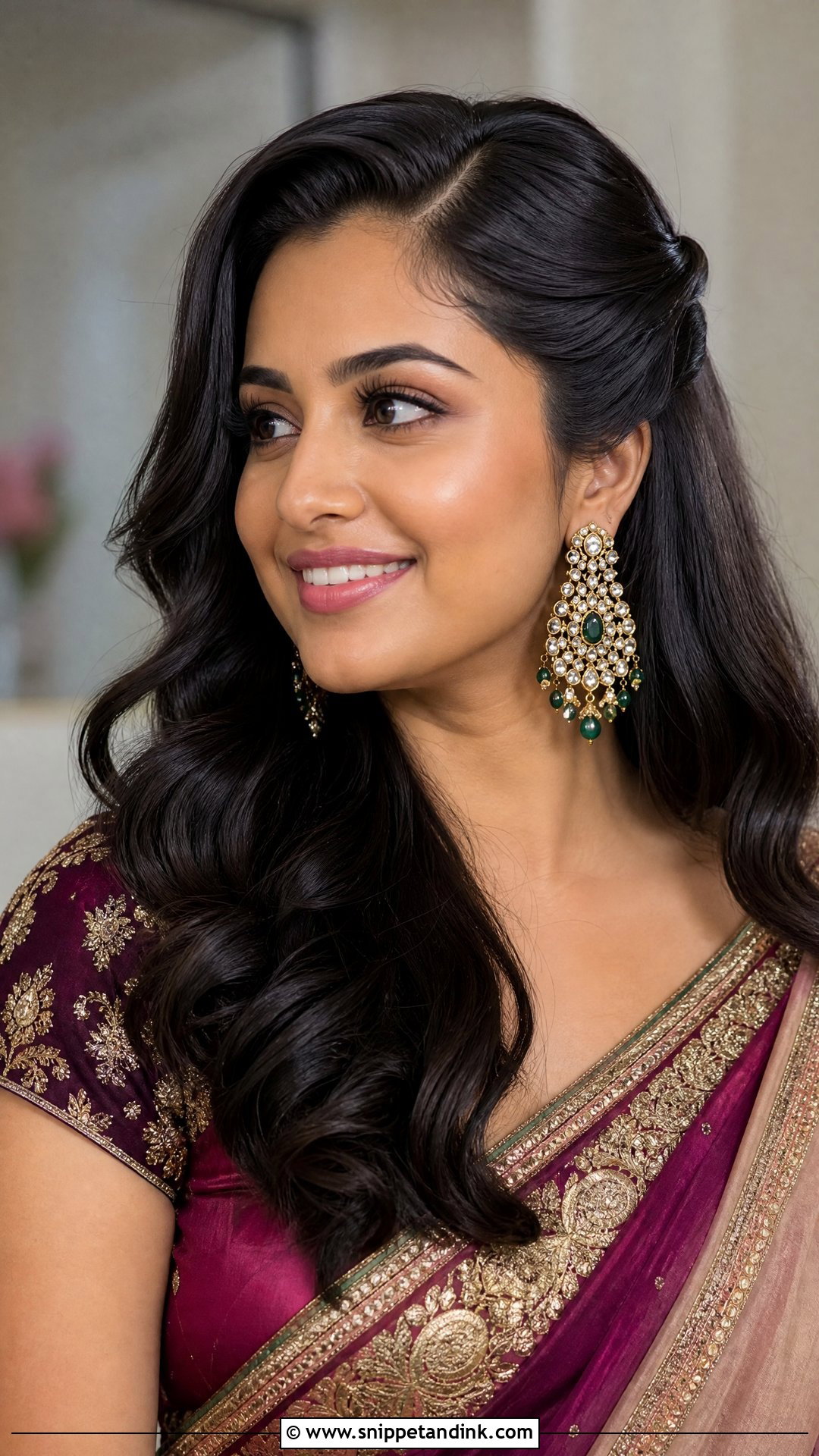 Side Part Front Hairstyle For Indian Wedding Open Hair - Snippet and Ink - 15 Front Hairstyles Indian Wedding for Open Hair