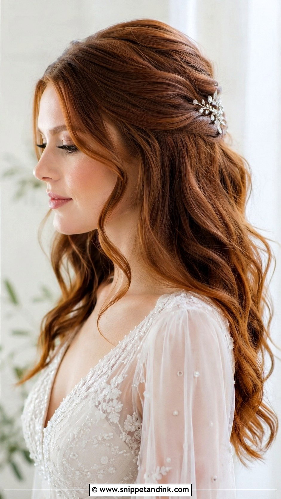 Side Part Half Up Half Down Hair - Snippet and Ink - 15 Side Part Bridal Hairstyles