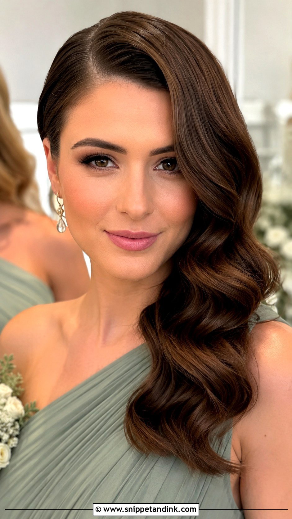Side Part Hollywood Waves Bridesmaid Hair - Snippet and Ink - 20 Hollywood Waves Bridesmaid Ideas
