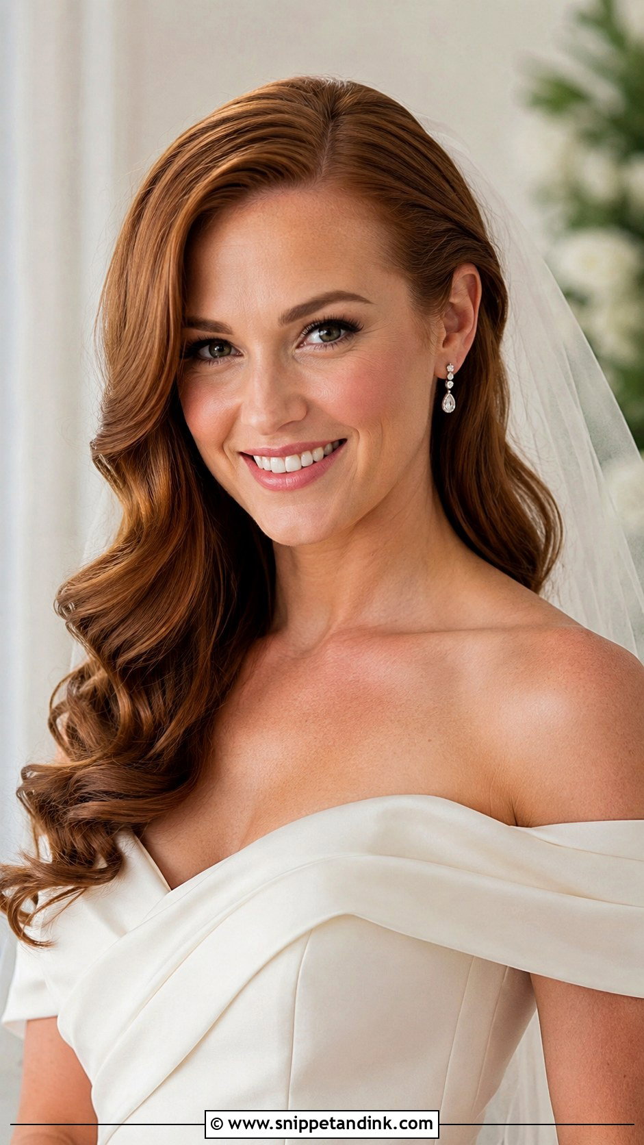 Side Part Loose Curls Medium Length Wedding Hair - Snippet and Ink - 15 Loose Curls Medium Length Wedding Hair