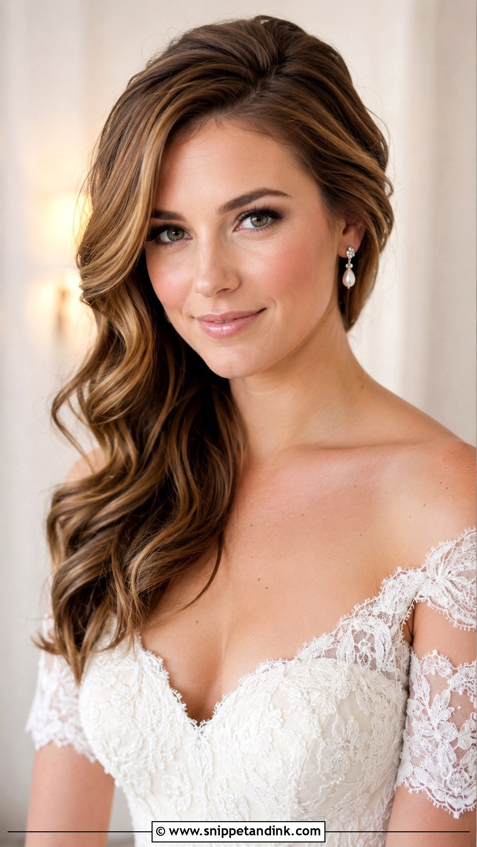 Side Part Loose Waves - Snippet and Ink - 15 Side Part Bridal Hairstyles