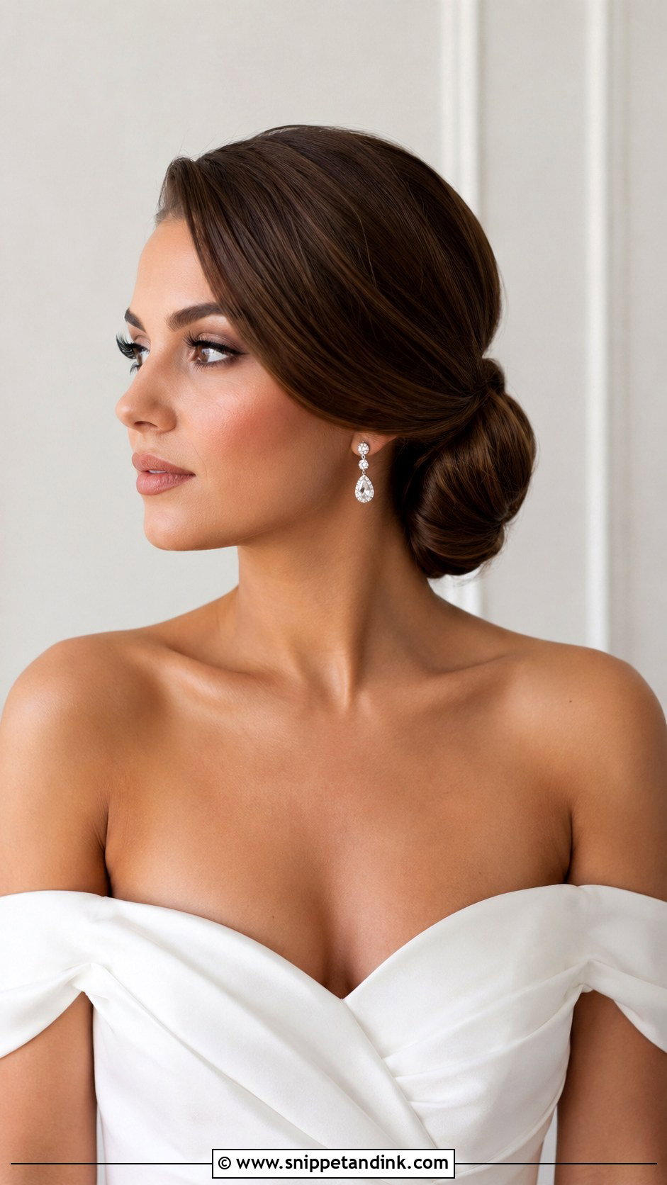 Side Part Low Bun Bridal Hair - Snippet and Ink - 20 Clean Bridal Hair Ideas