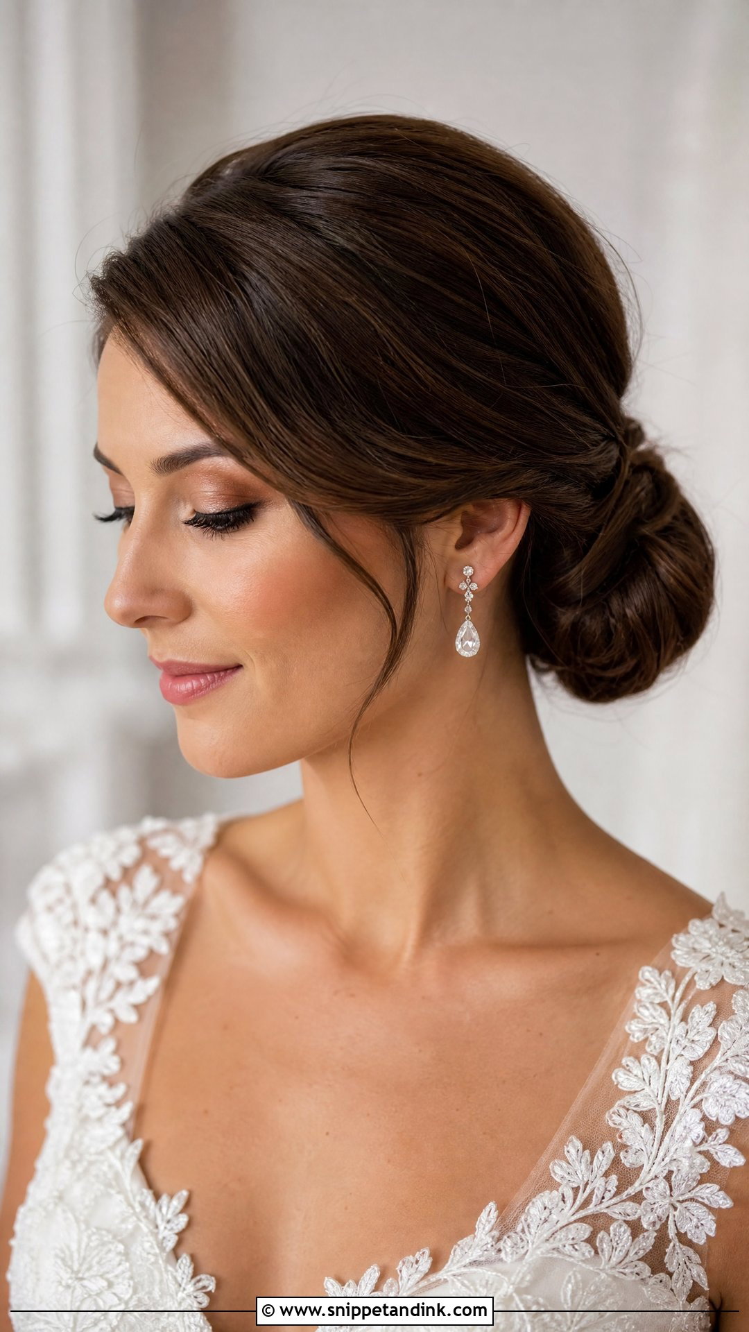 Side Part Low Bun Wedding Hair - Snippet and Ink - 15 Clean Low Bun Wedding Hair Ideas