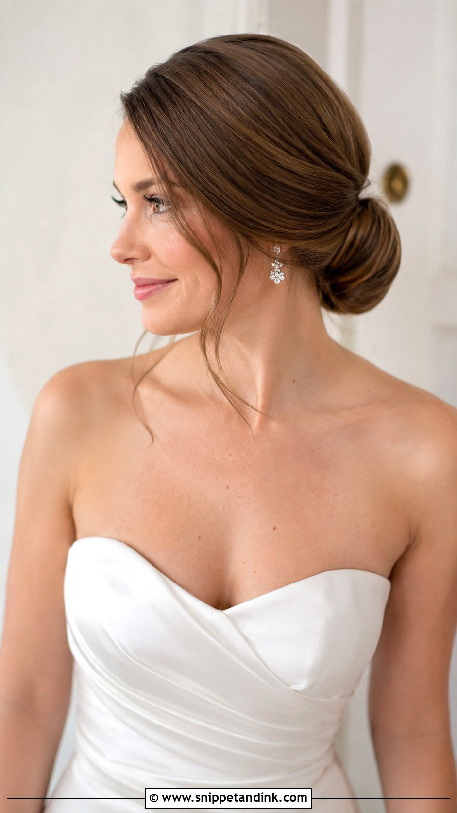 Side Part Low Bun for Brides - Snippet and Ink - 25 Side Part Wedding Hair Ideas