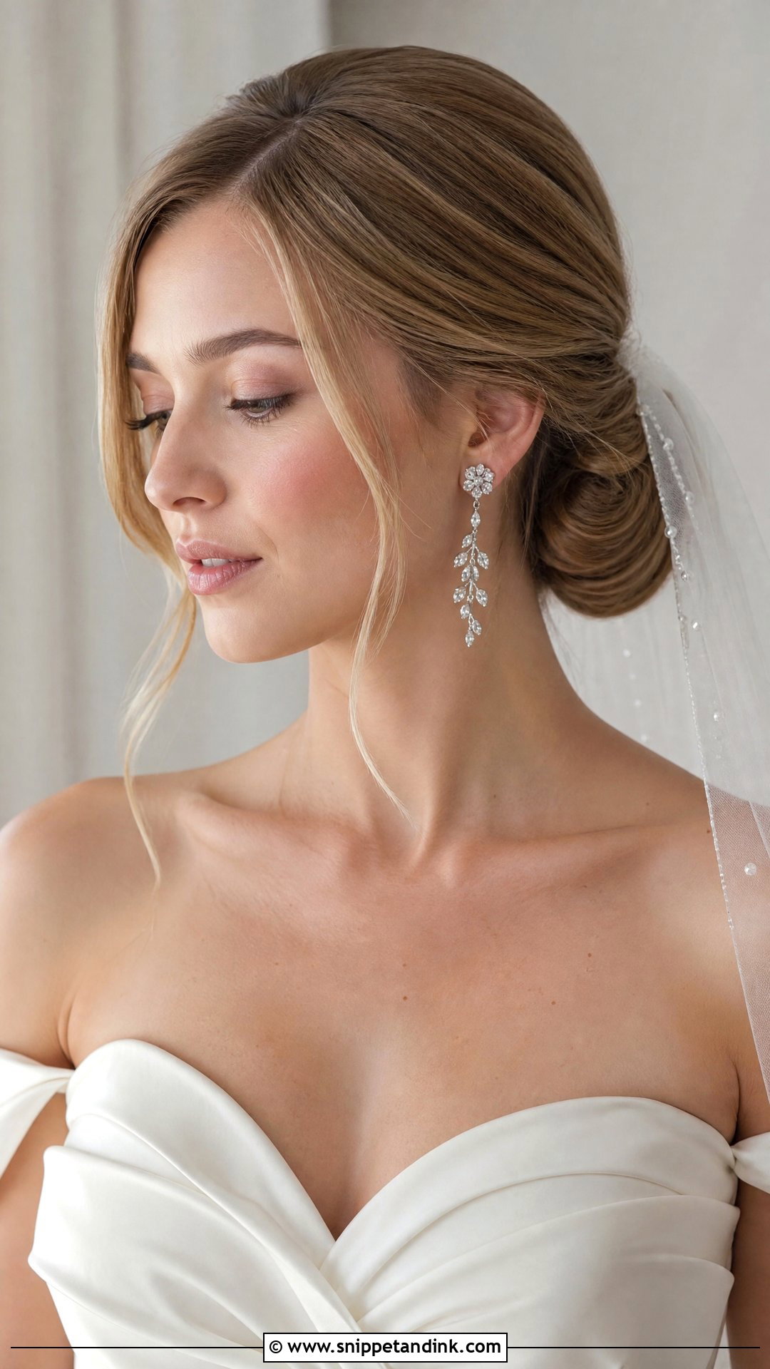 Side Part Low Bun for Brides - Snippet and Ink - 20 Side Part Bridal Hair Ideas