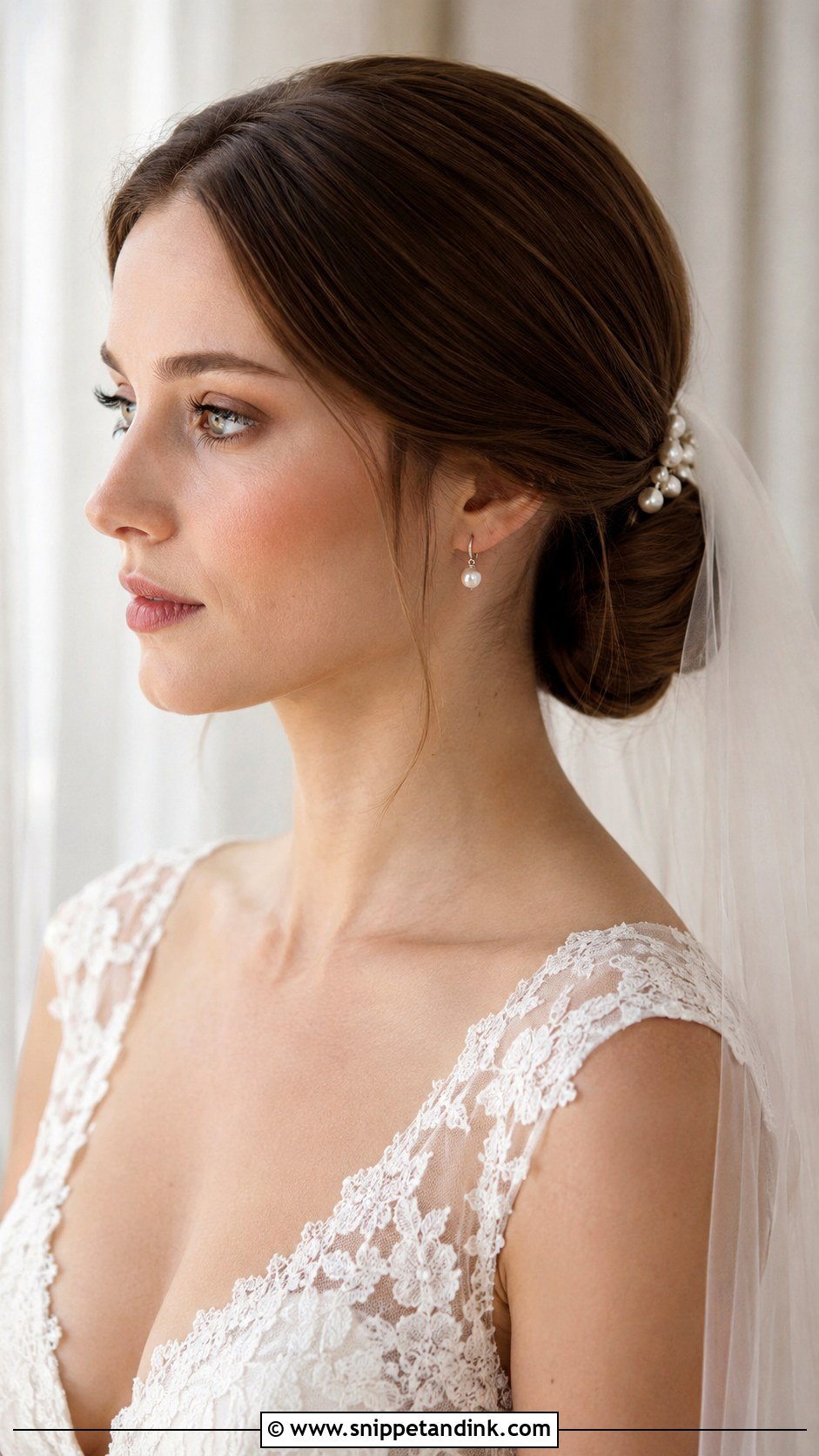 Side Part Low Bun - Snippet and Ink - 15 Side Part Bridal Hairstyles