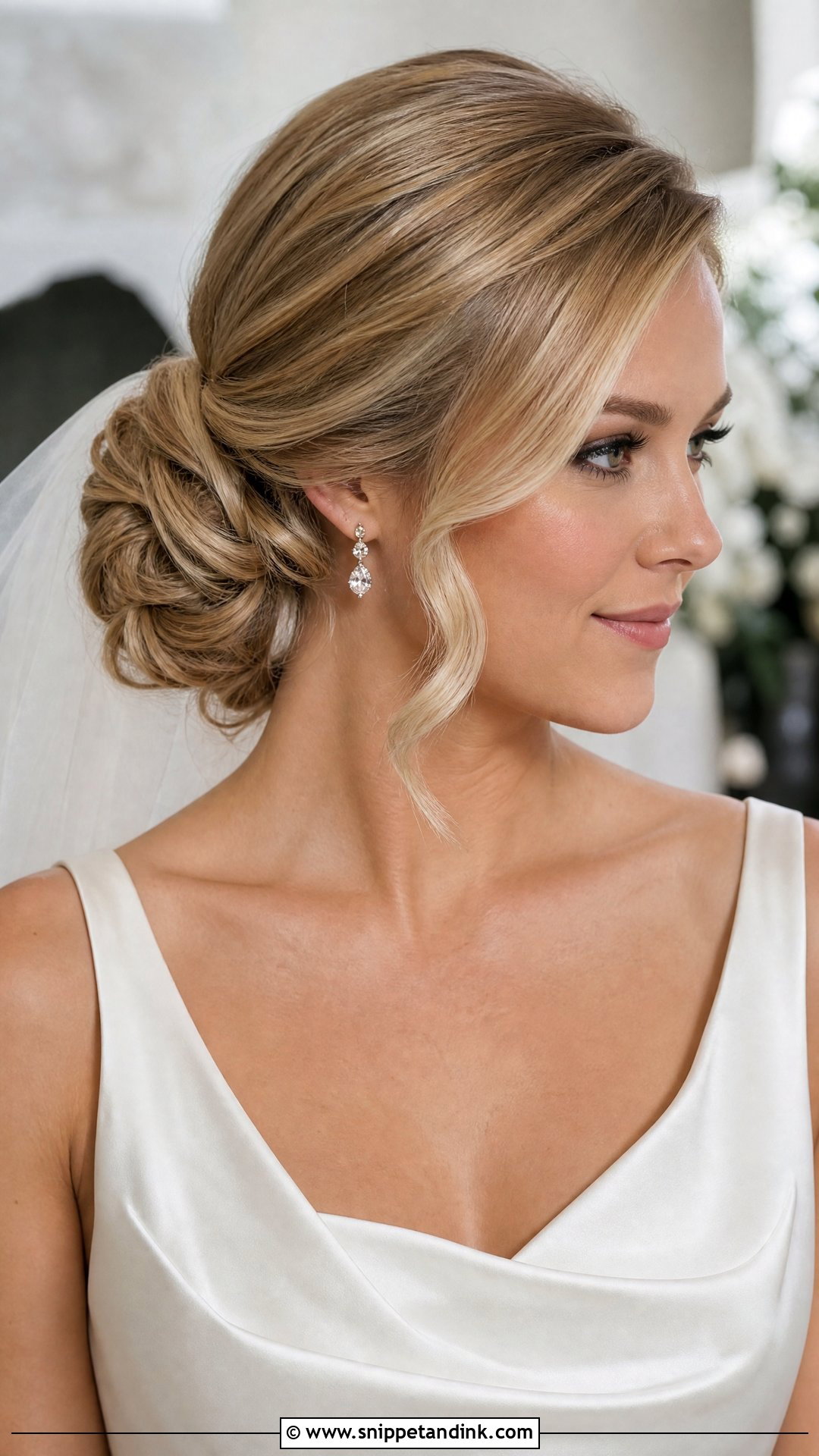 Side Part Low Chignon Wedding Hairstyle - Snippet and Ink - 15 Front Hairdo Wedding Hairstyles