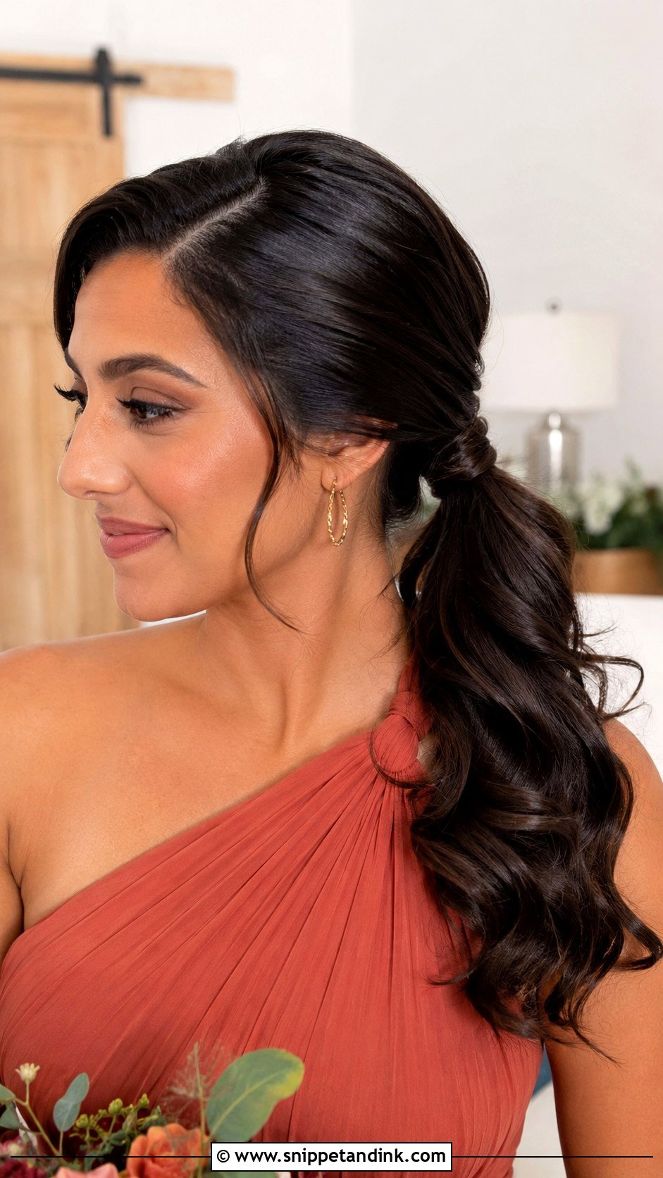 Side Part Low Pony Bridesmaid Hair - Snippet and Ink - 20 Low Pony Bridesmaid Hair Ideas