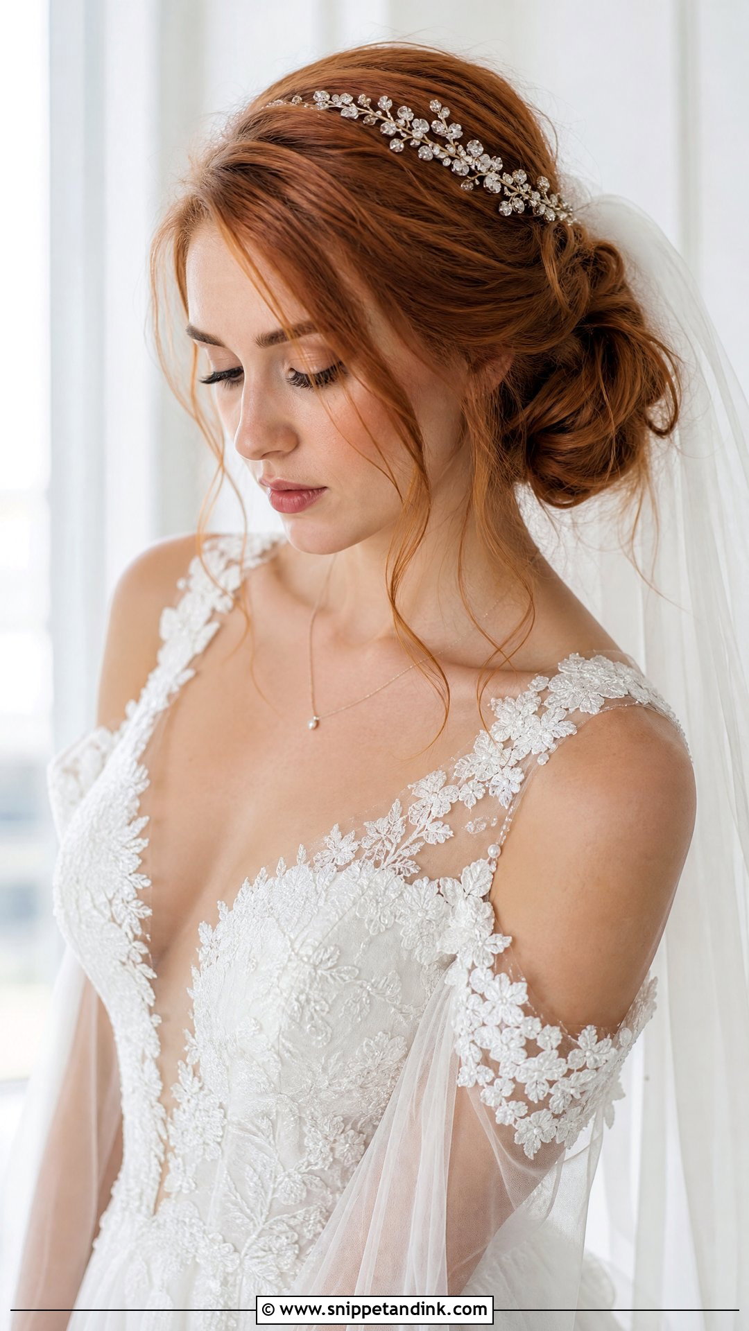 Side Part Messy Bun - Snippet and Ink - 20 Side Part Bridal Hair Ideas