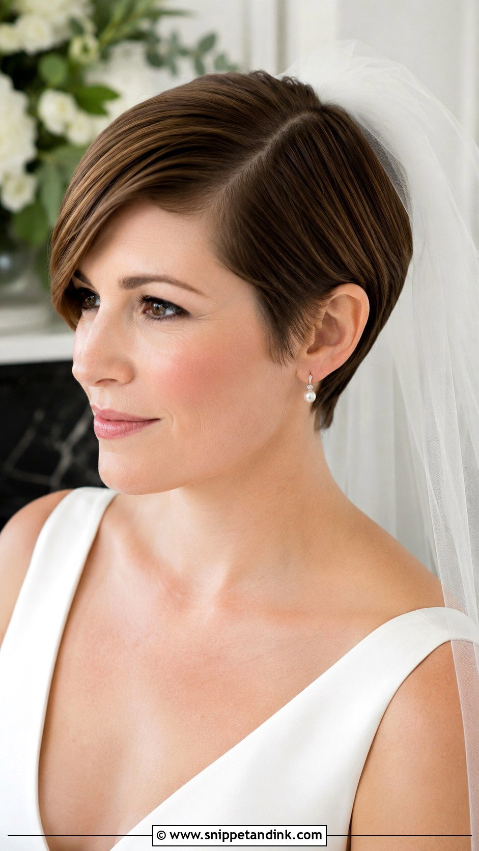 Side Part Pixie Wedding Hairstyle With Veil - Snippet and Ink - 15 Wedding Hairstyles for Pixie Haircut