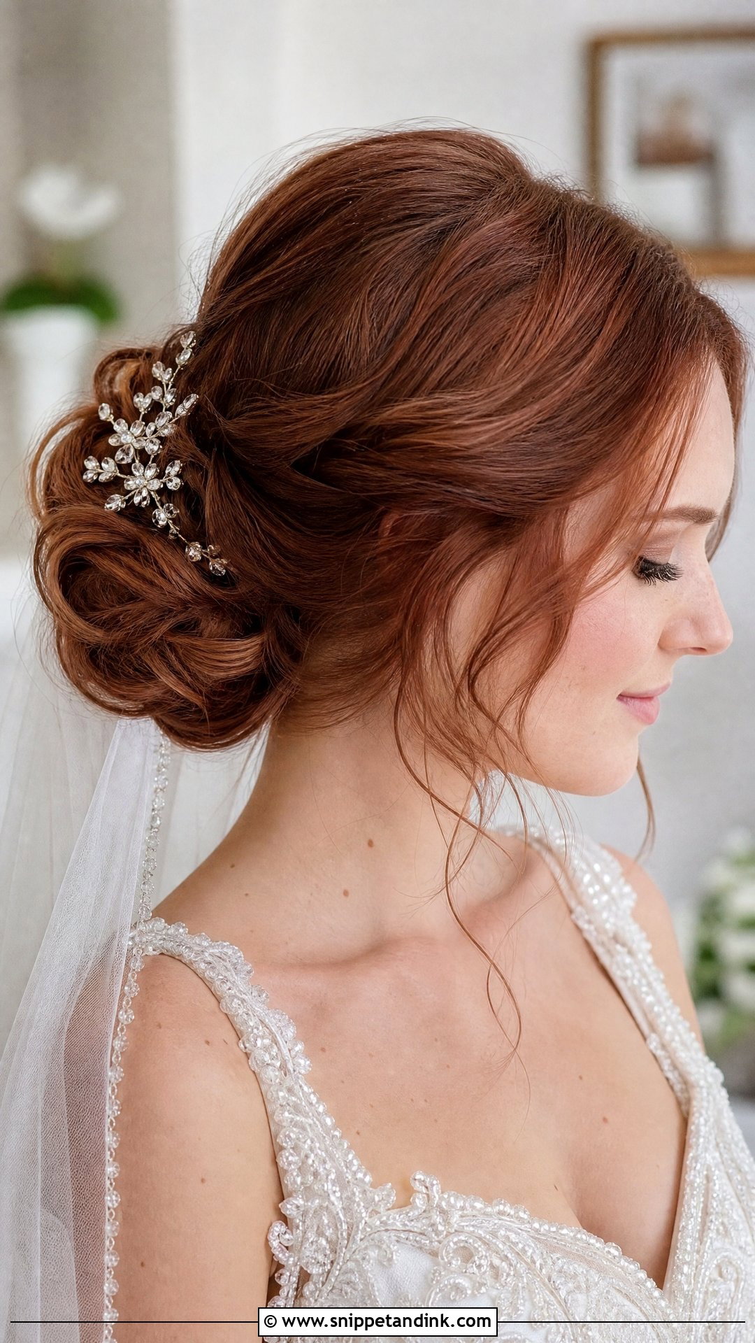Side Part Romantic Chignon - Snippet and Ink - 20 Side Part Bridal Hair Ideas