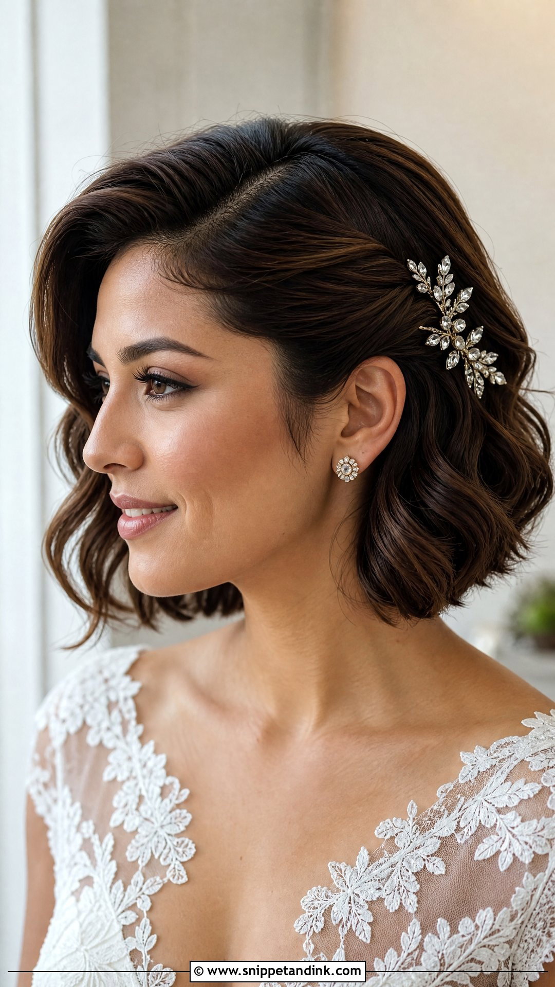 Side Part Short Wedding Hairstyle - Snippet and Ink - 15 Cute Hairstyles for Short Hair for Wedding