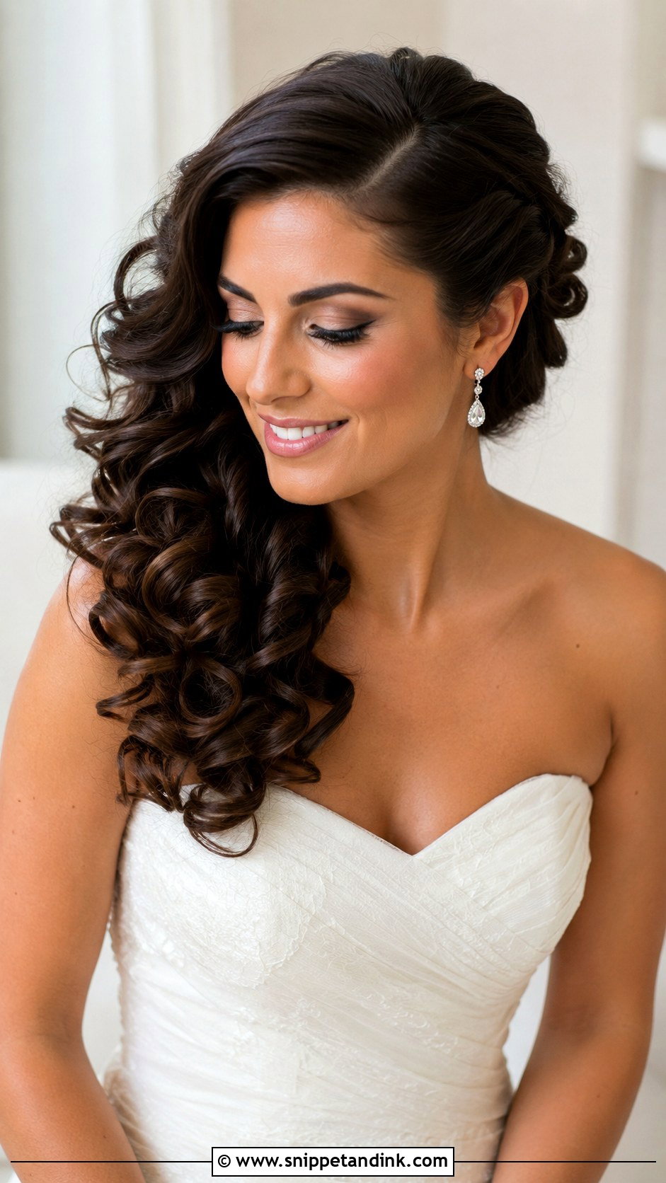 Side Part Side Swept Curls - Snippet and Ink - 15 Side Part Bridal Hairstyles