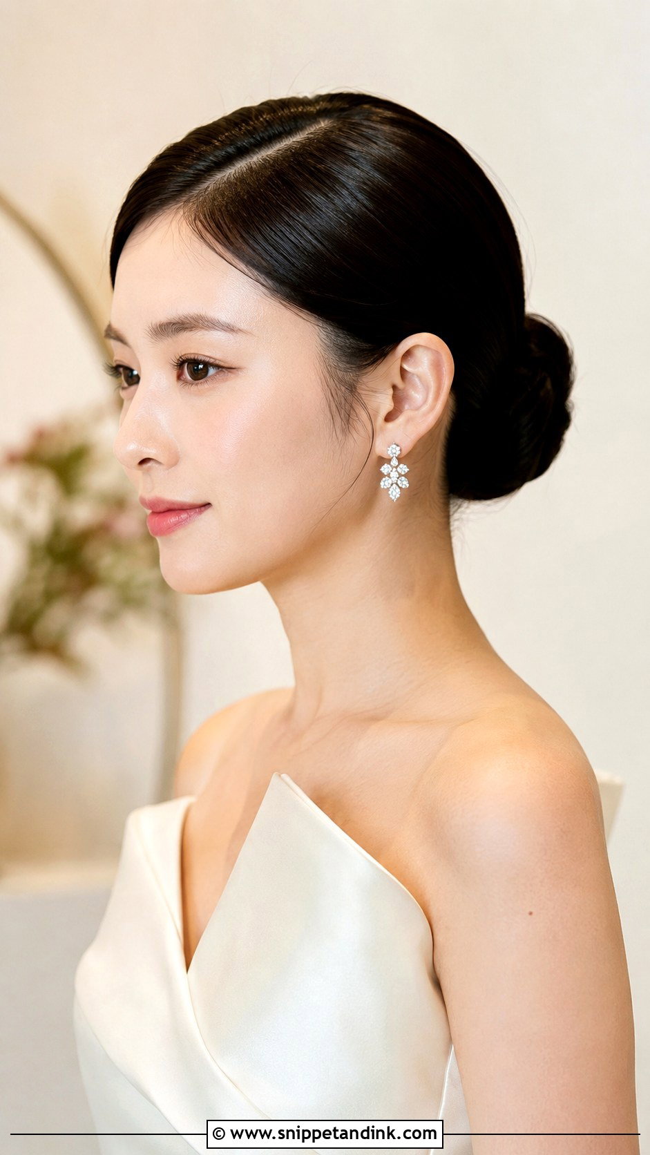 Side Part Sleek Bun - Snippet and Ink - 15 Side Part Bridal Hairstyles