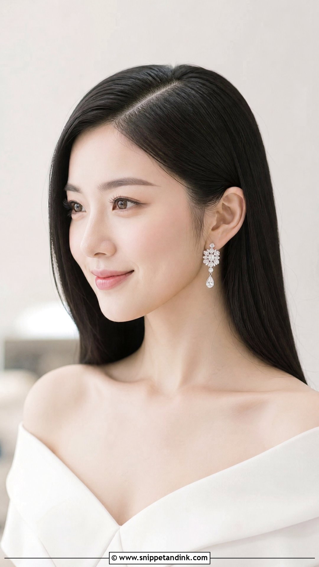 Side Part Sleek Tucked Behind Ear - Snippet and Ink - 20 Side Part Bridal Hair Ideas
