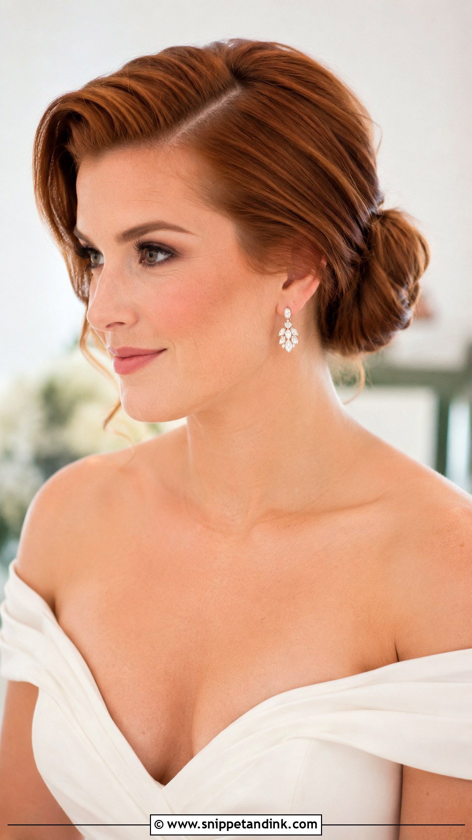 Side Part Slick Low Bun Wedding Hair - Snippet and Ink - 15 Slick Low Bun Wedding Hair Ideas
