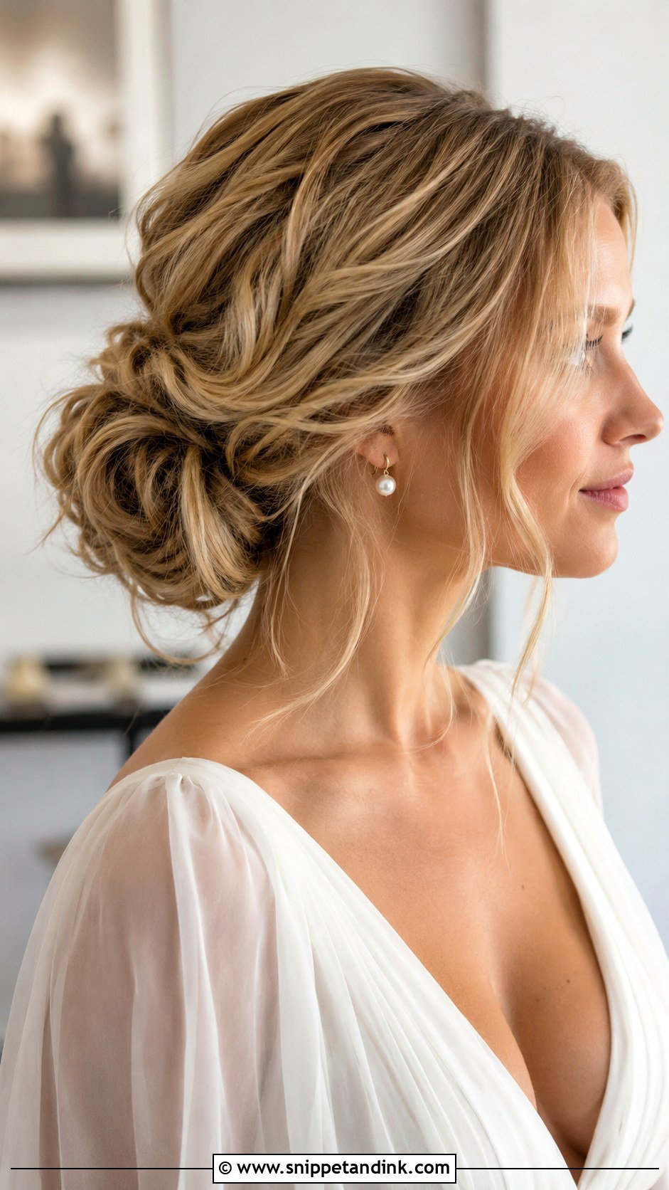 Side Part Textured Low Bun Wedding Hair - Snippet and Ink - 15 Textured Low Bun Wedding Hairstyles
