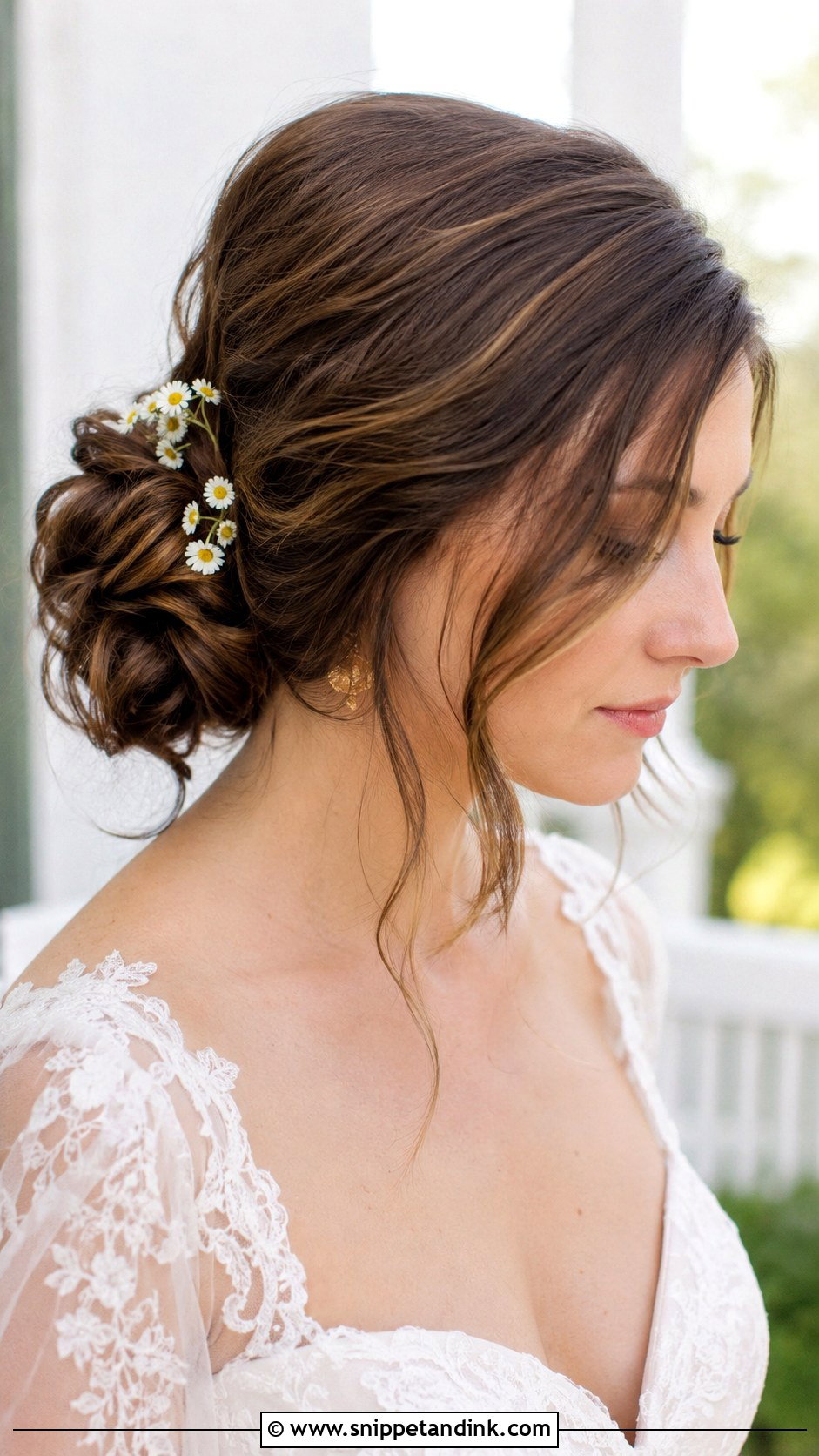 Side Part Textured Low Bun - Snippet and Ink - 25 Side Part Wedding Hair Ideas