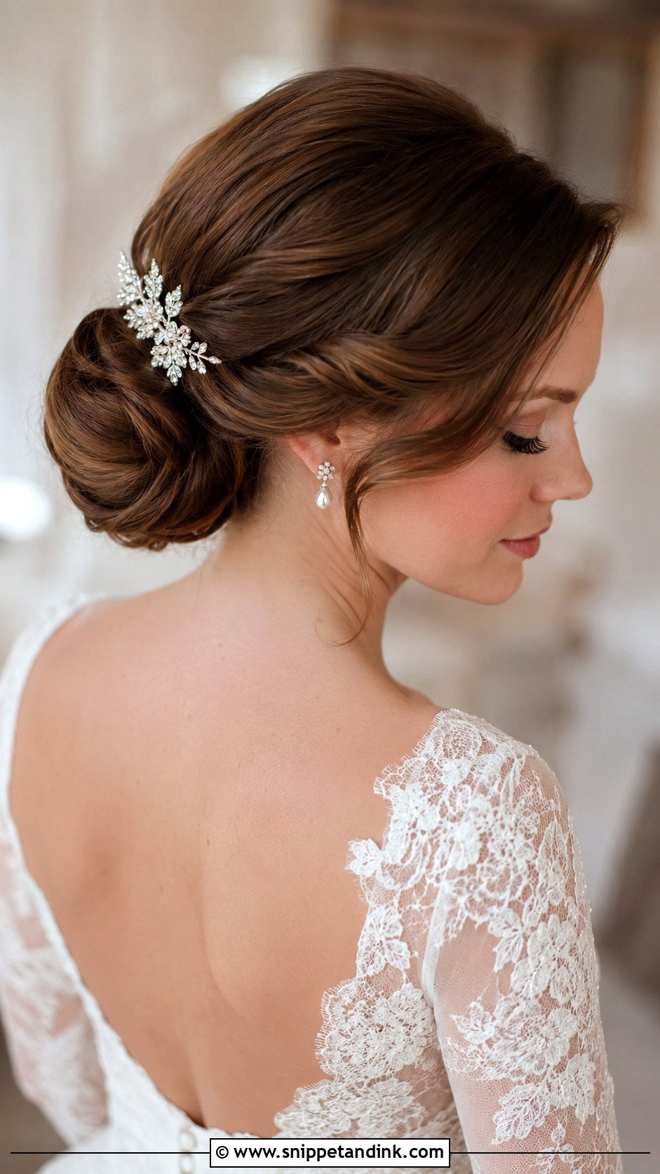 Side Part Tight Wedding Bun - Snippet and Ink - 15 Tight Bun Wedding Hairstyles