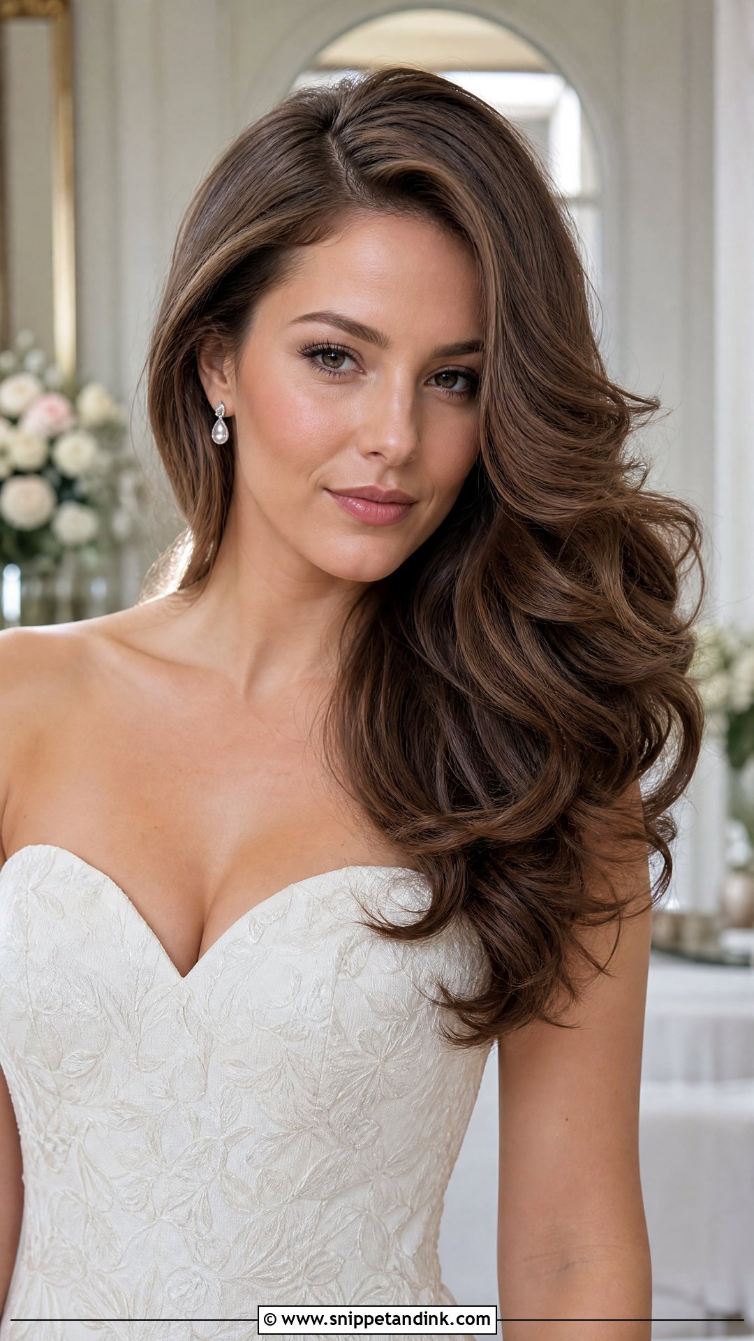 Side Part Voluminous Blowout - Snippet and Ink - 20 Side Part Bridal Hair Ideas