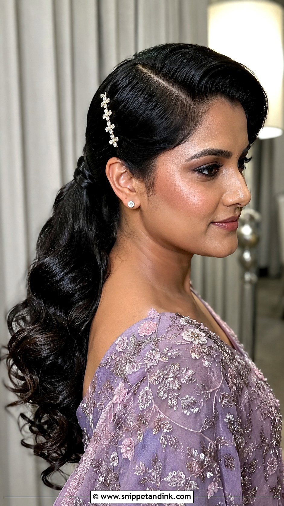 Side Part Wavy Ponytail - Snippet and Ink - 20 Side Partition Hairstyles Indian Wedding
