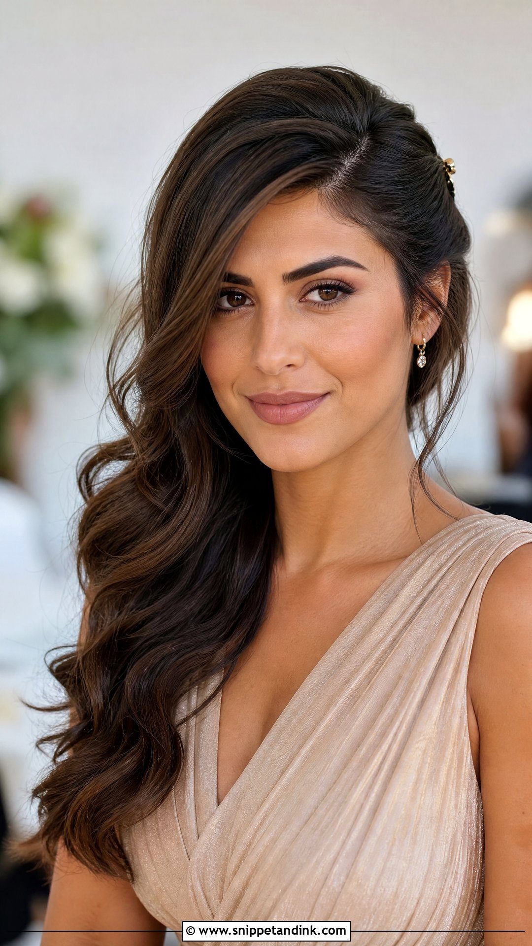 Side Part Wavy Wedding Guest Hair - Snippet and Ink - 20 Wavy Hairstyles for Wedding Guest