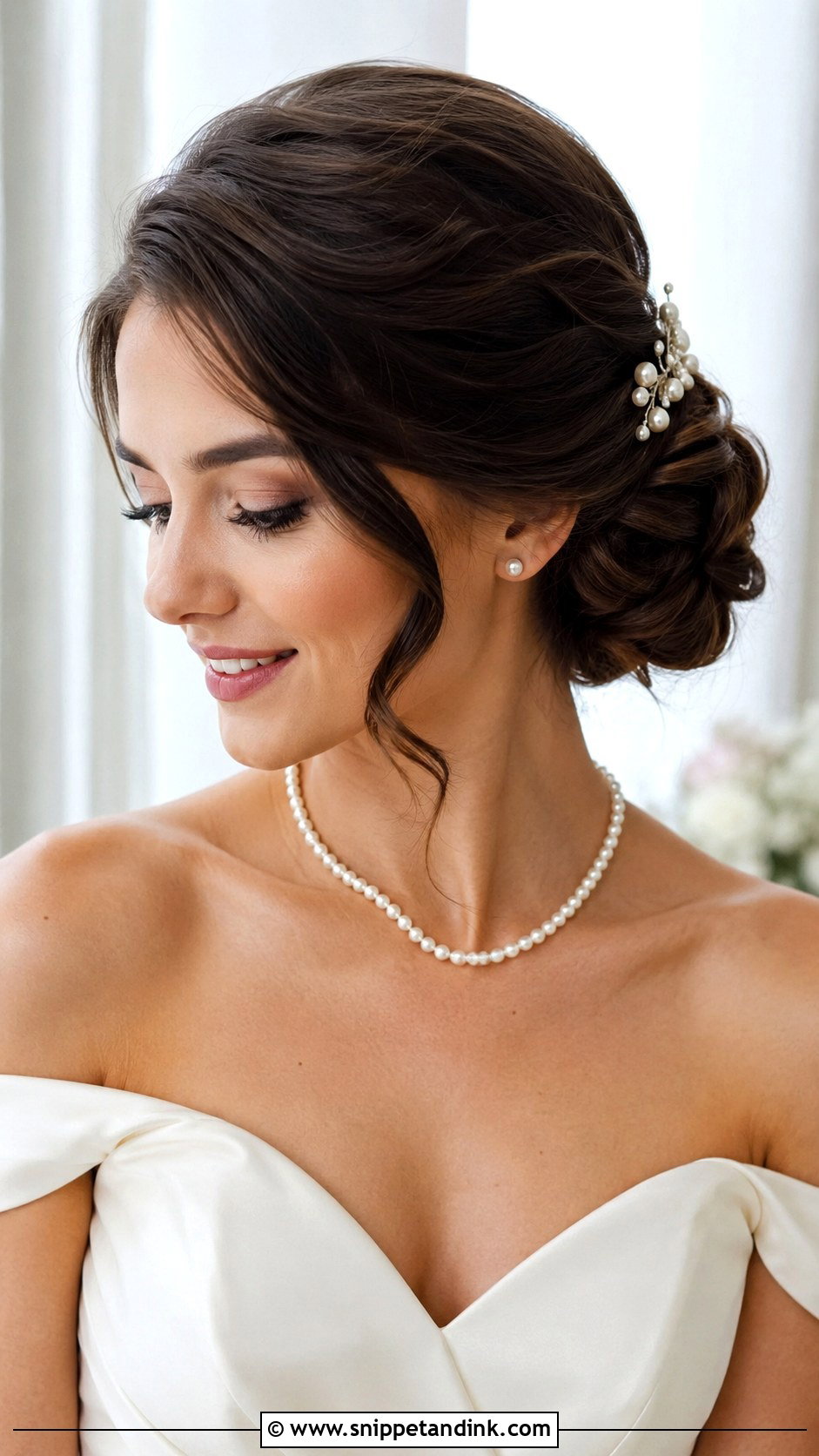 Side Part Wedding Bun - Snippet and Ink - 20 Hair Bun Wedding Style Ideas