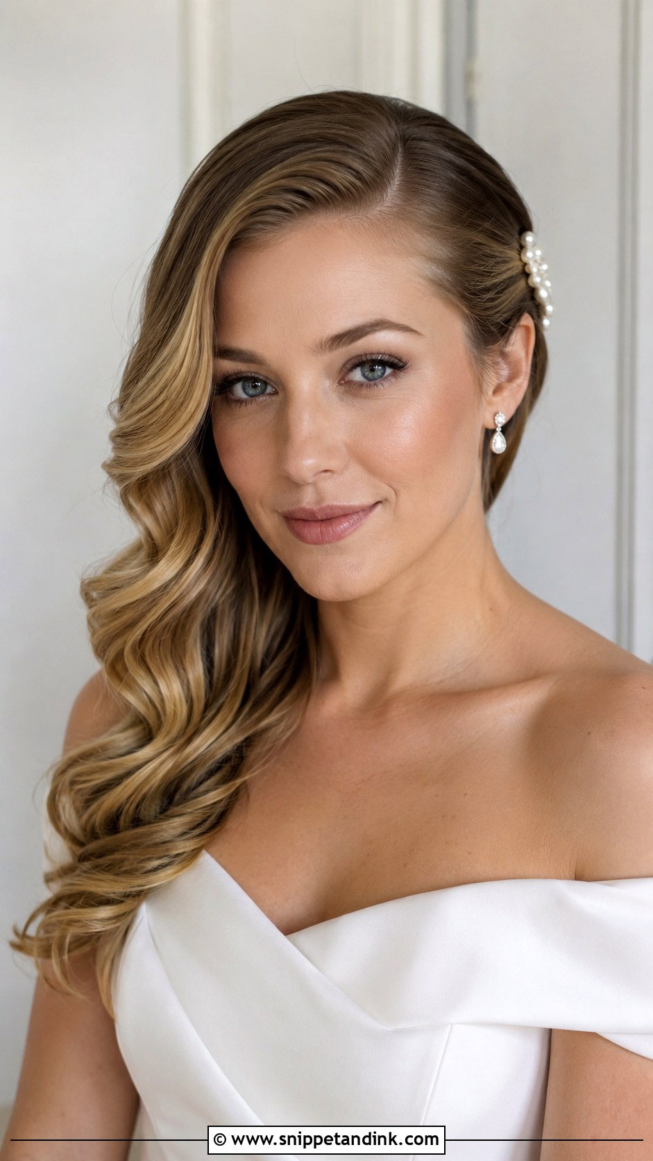 Side Part Wedding Hair - Snippet and Ink - 15 Mostly Down Wedding Hair Ideas