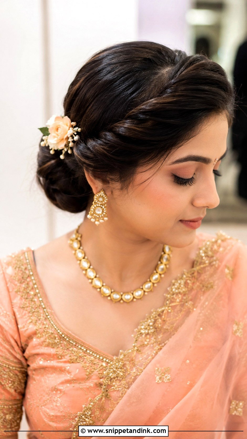 Side Part With Front Twist for Indian Bride - Snippet and Ink - 25 Indian Bridal Front Hairstyles