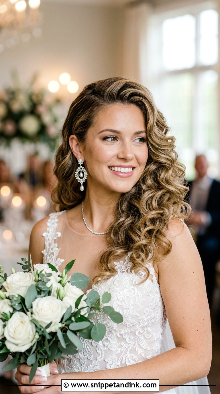 Side Parted Curls for Bride - Snippet and Ink - 20 Bridal Hair Curls