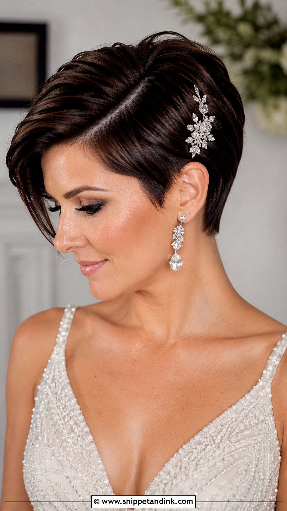 Side Parted Glam Pixie - Snippet and Ink - 20 Hairstyles for Weddings Short Hair