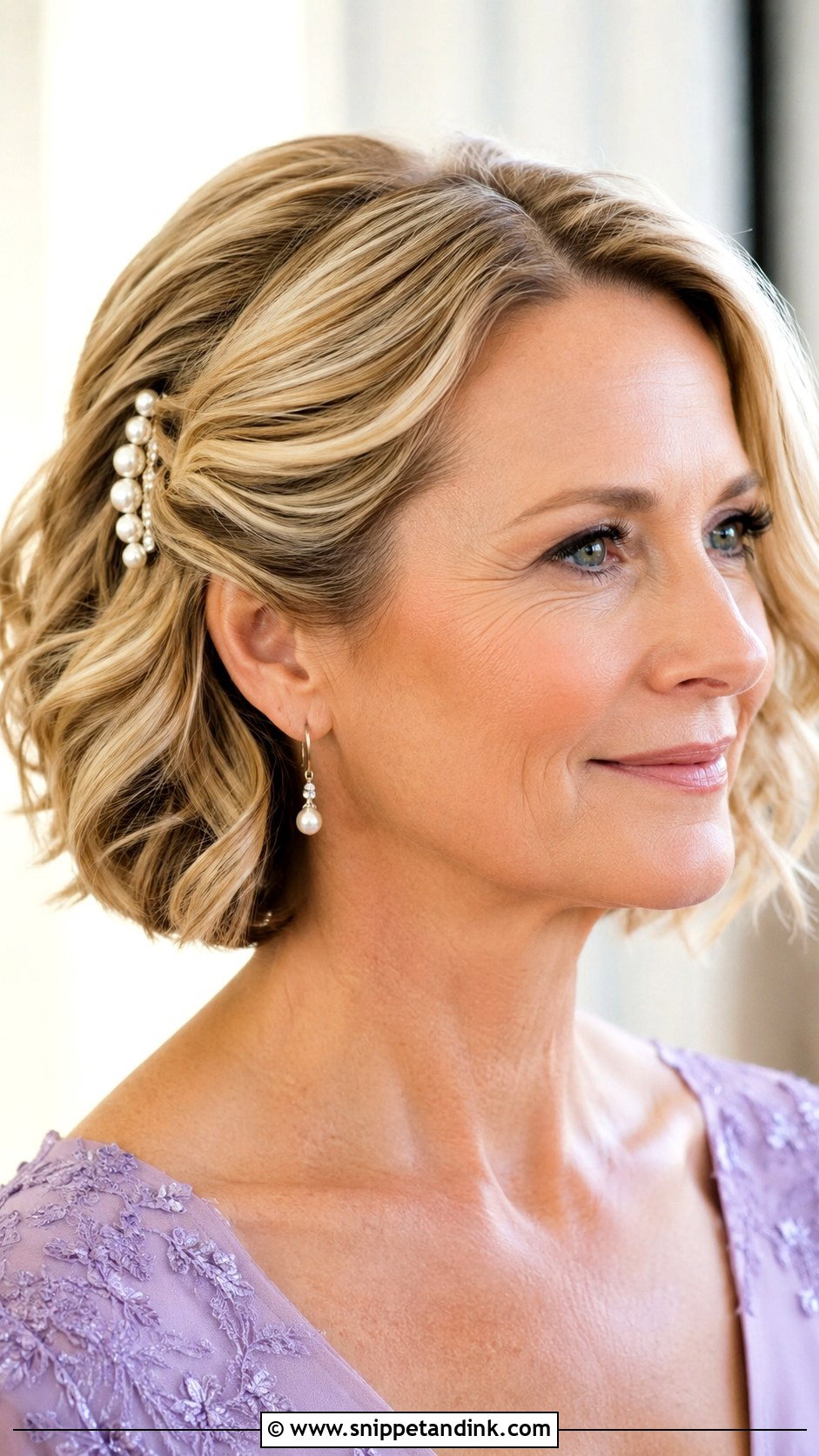 Side Pinned Bob For Mother Of Groom Short Hair - Snippet and Ink - 15 Wedding Hairstyles for Mother of Groom Short Hair