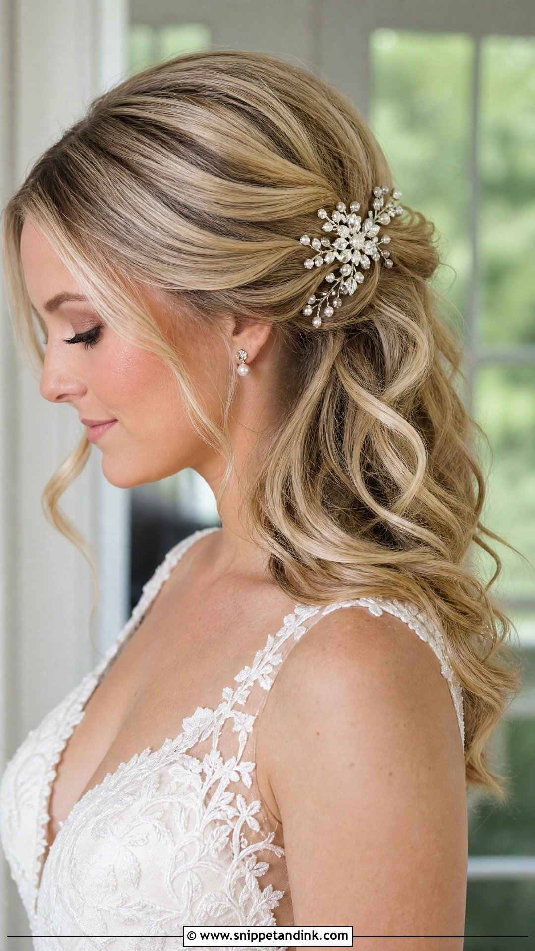 Side Pinned Half Up Style - Snippet and Ink - 20 Side Pinned Wedding Hair Ideas