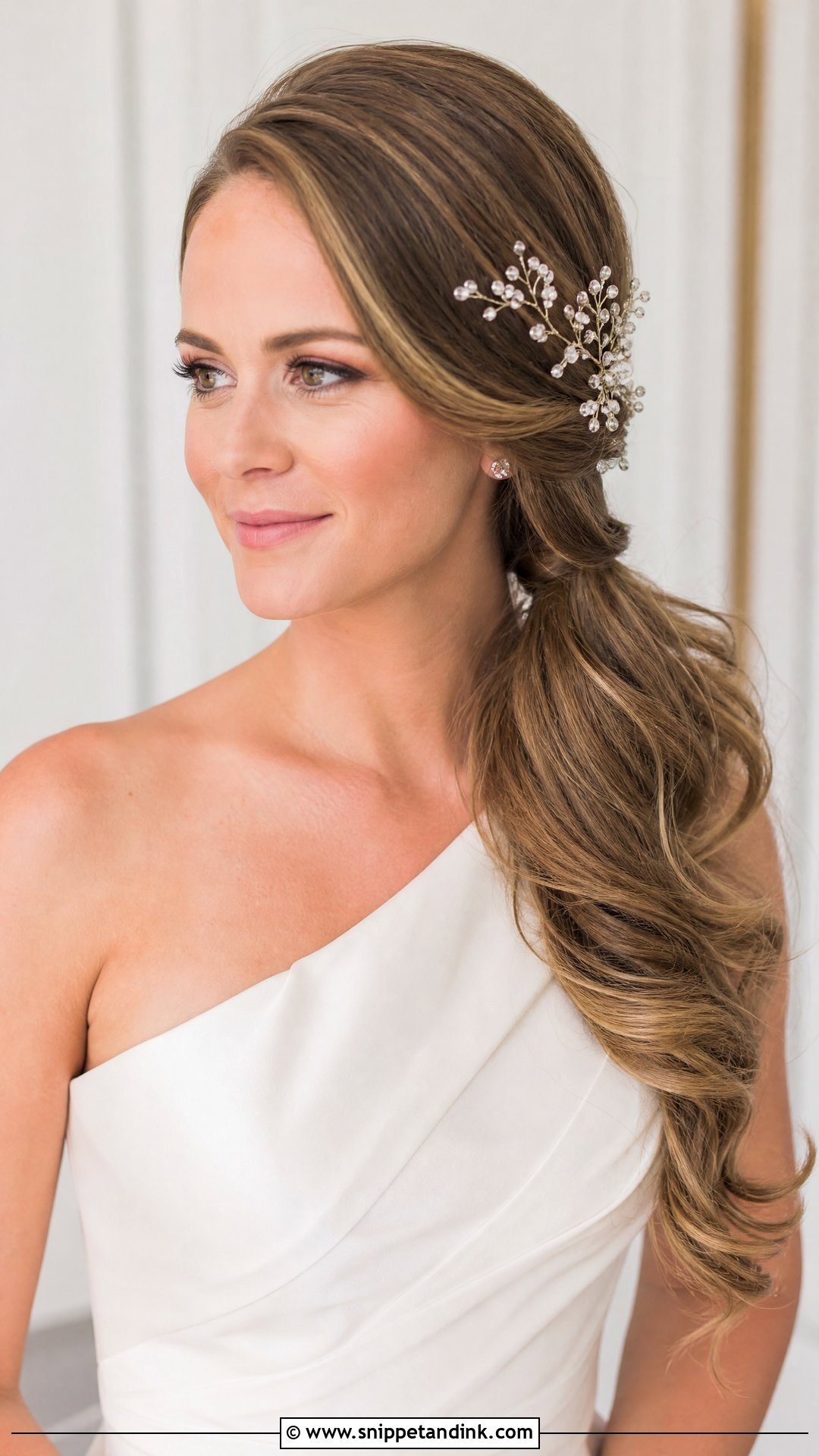 Side Ponytail Wedding Hair - Snippet and Ink - 20 Power Ponytail Wedding Ideas