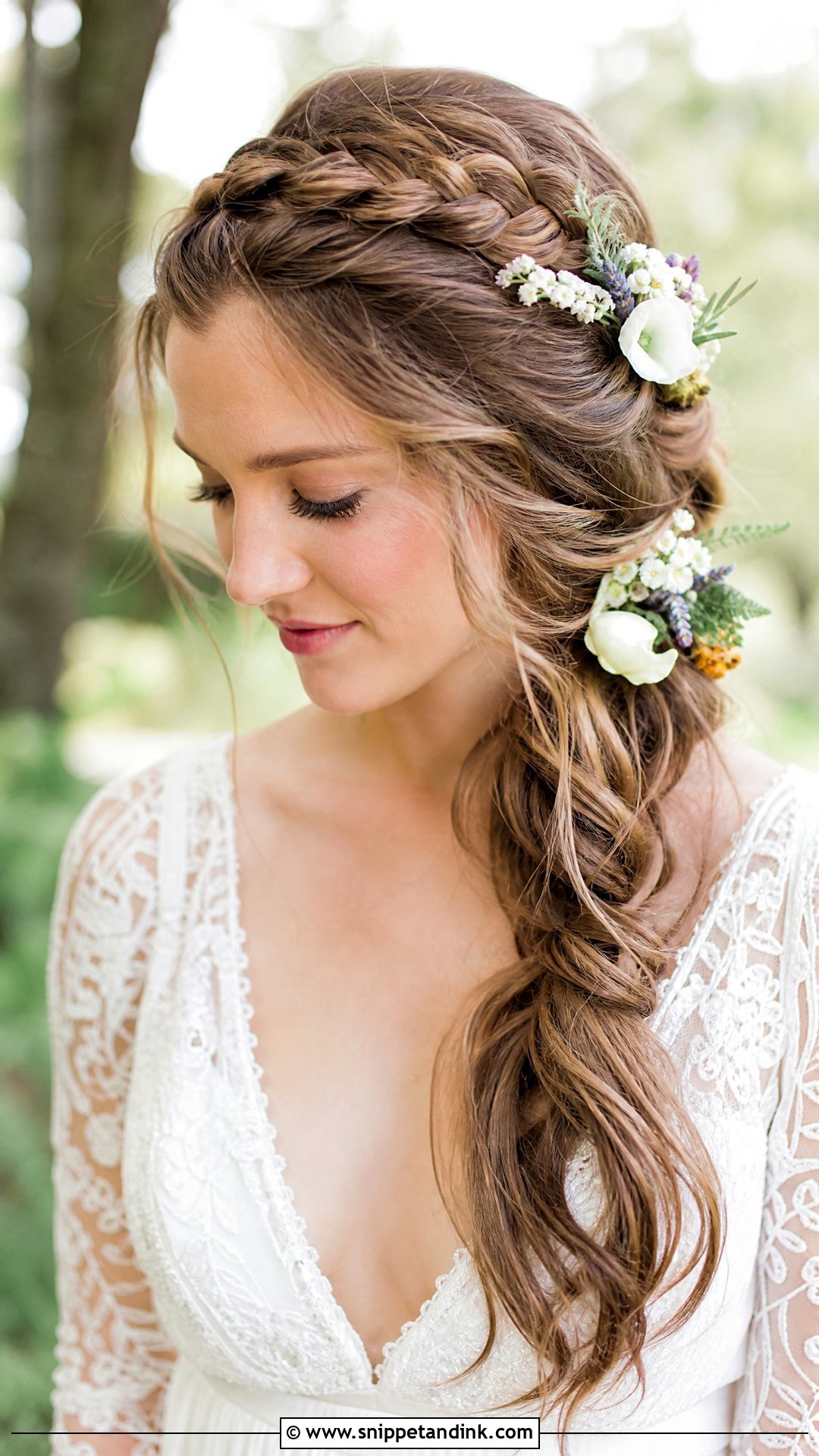 Side Ponytail With Crown Braid - Snippet and Ink - 25 Side Ponytail Wedding Hairstyles