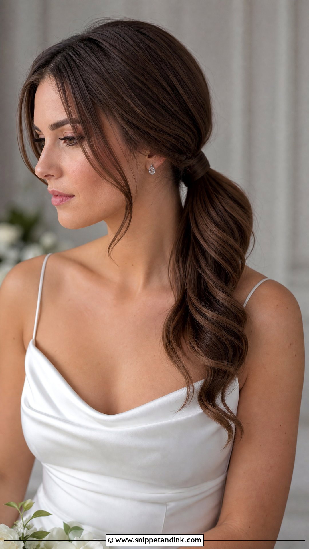 Side Ponytail With Hair Wrap - Snippet and Ink - 25 Side Ponytail Wedding Hairstyles