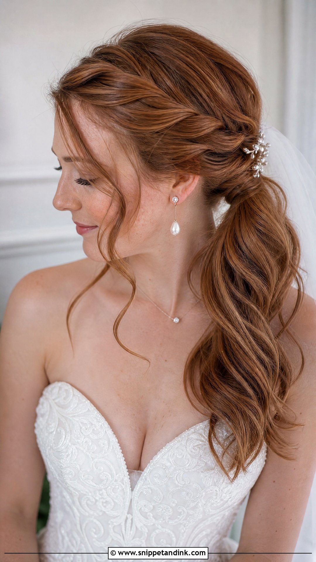 Side Ponytail With Twisted Strands - Snippet and Ink - 25 Side Ponytail Wedding Hairstyles