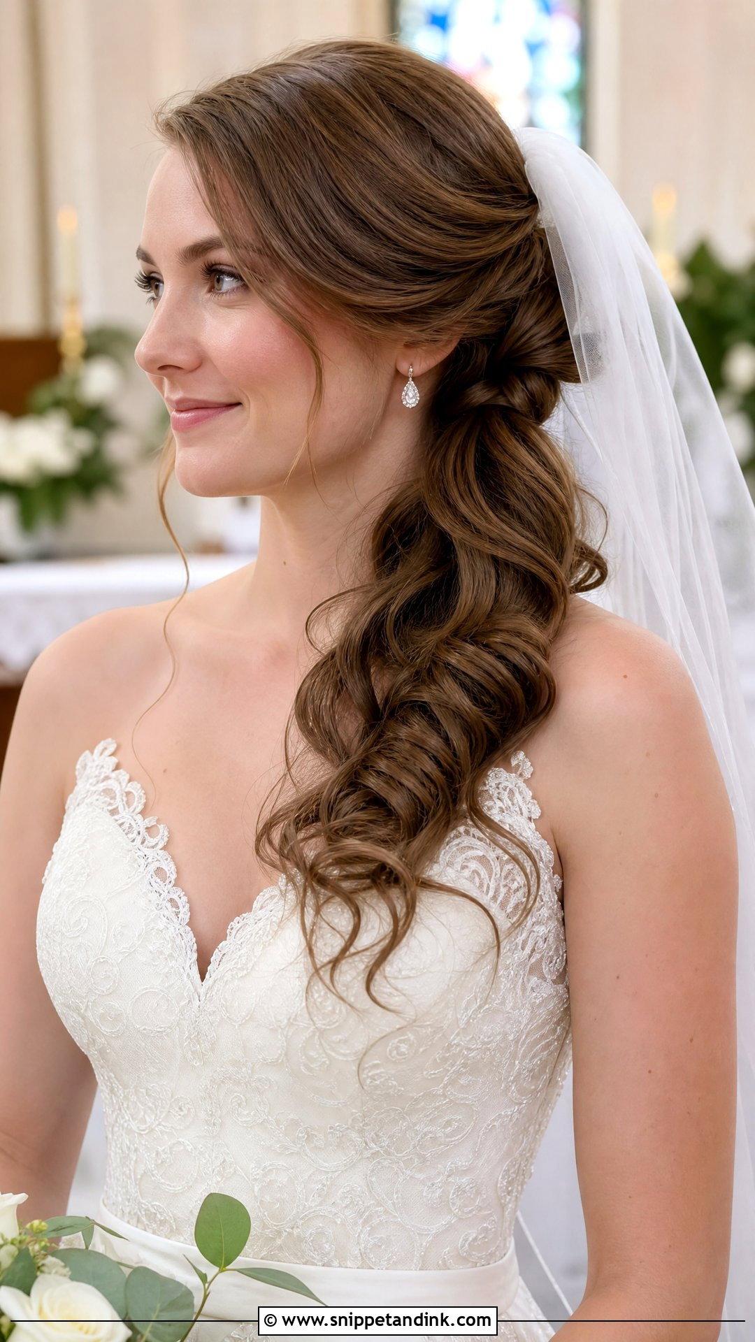 Side Ponytail With Veil - Snippet and Ink - 25 Side Ponytail Wedding Hairstyles
