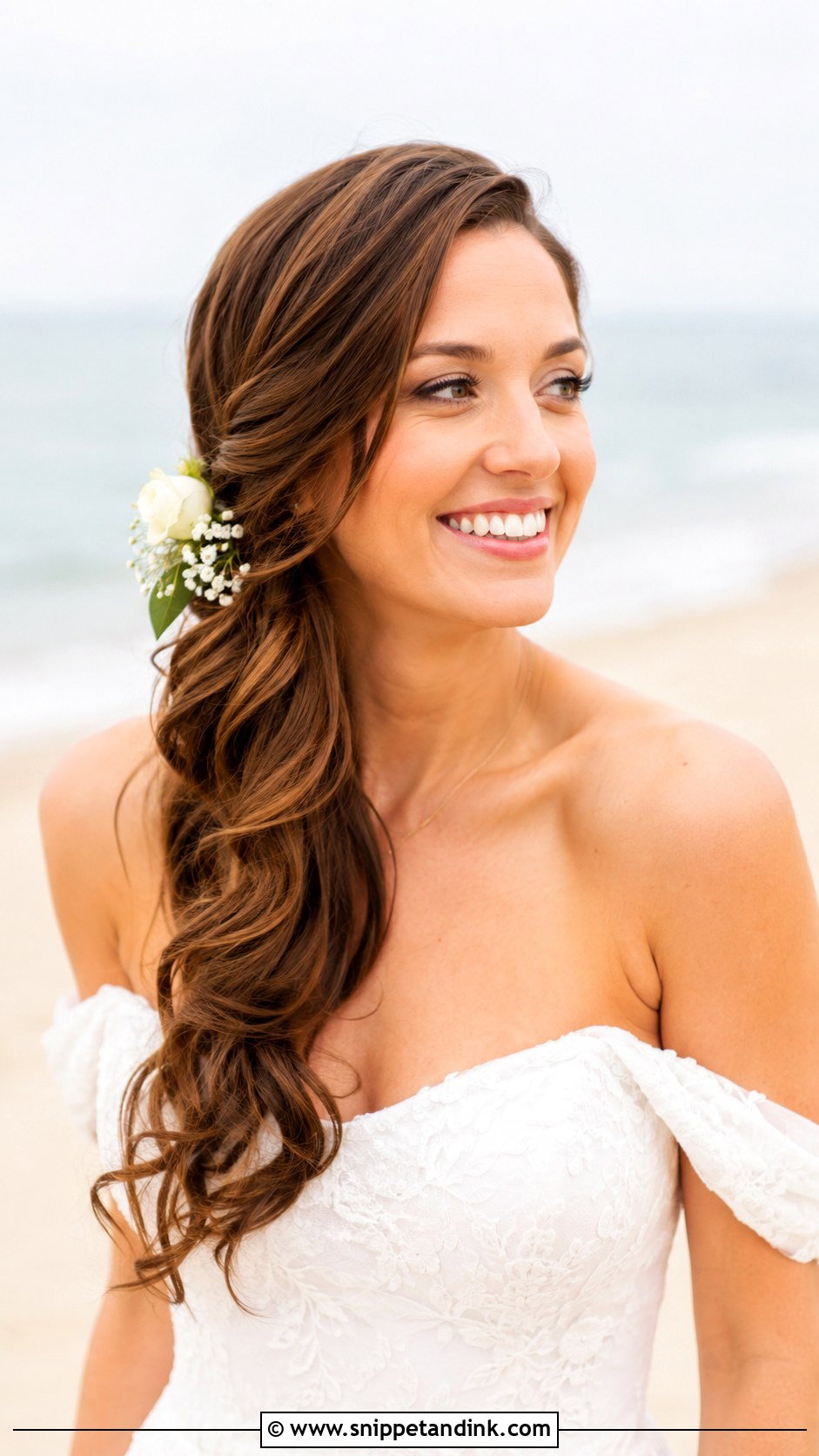 Side Ponytail for Beach Brides - Snippet and Ink - 25 Beach Bridal Hair Ideas
