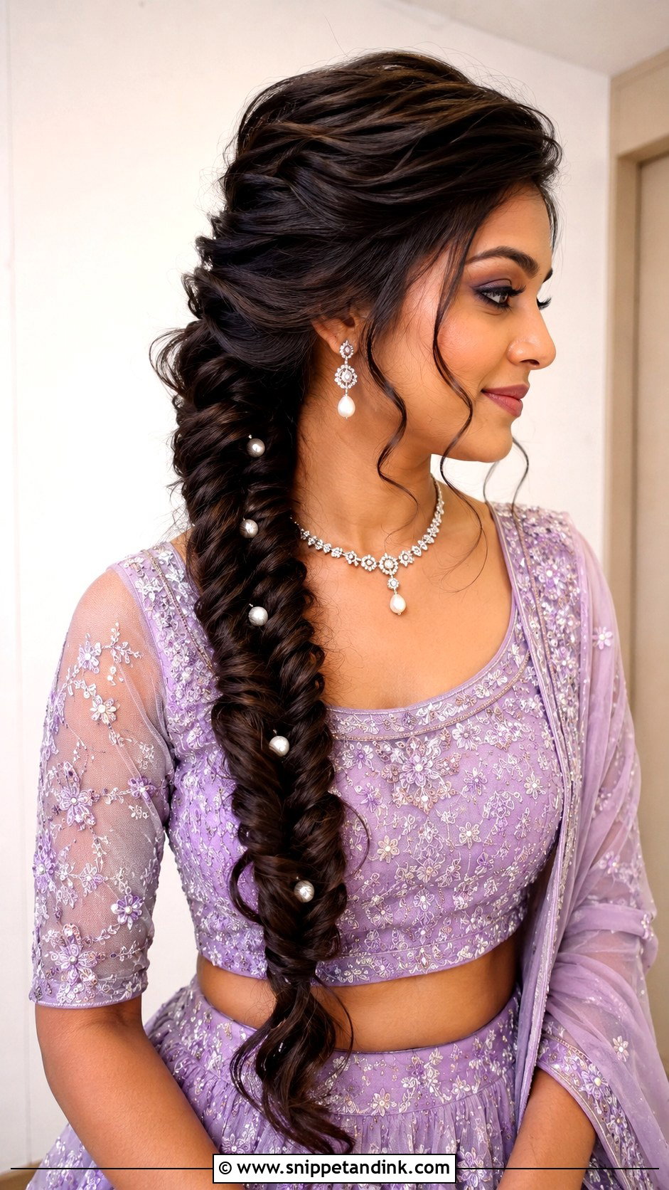 Side Puff Fishtail Braid - Snippet and Ink - 15 Side Puff Hairstyles Indian Wedding