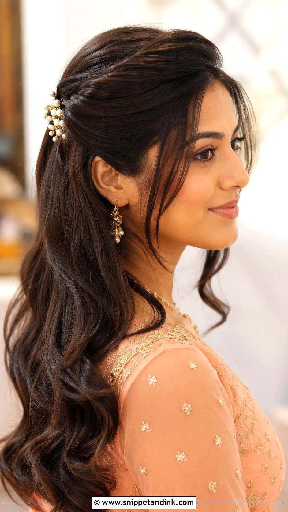 Side Puff Half Up Hairstyle - Snippet and Ink - 15 Side Puff Hairstyles Indian Wedding